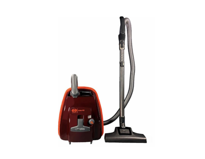 SEBO K2 Turbo Vacuum Cleaner with Turbo Head and Parquet Brush - Powerful Suction for Hardwood Floors & Carpets - Perfect for Home Cleaning & Pet Hair Removal (Black Cherry)