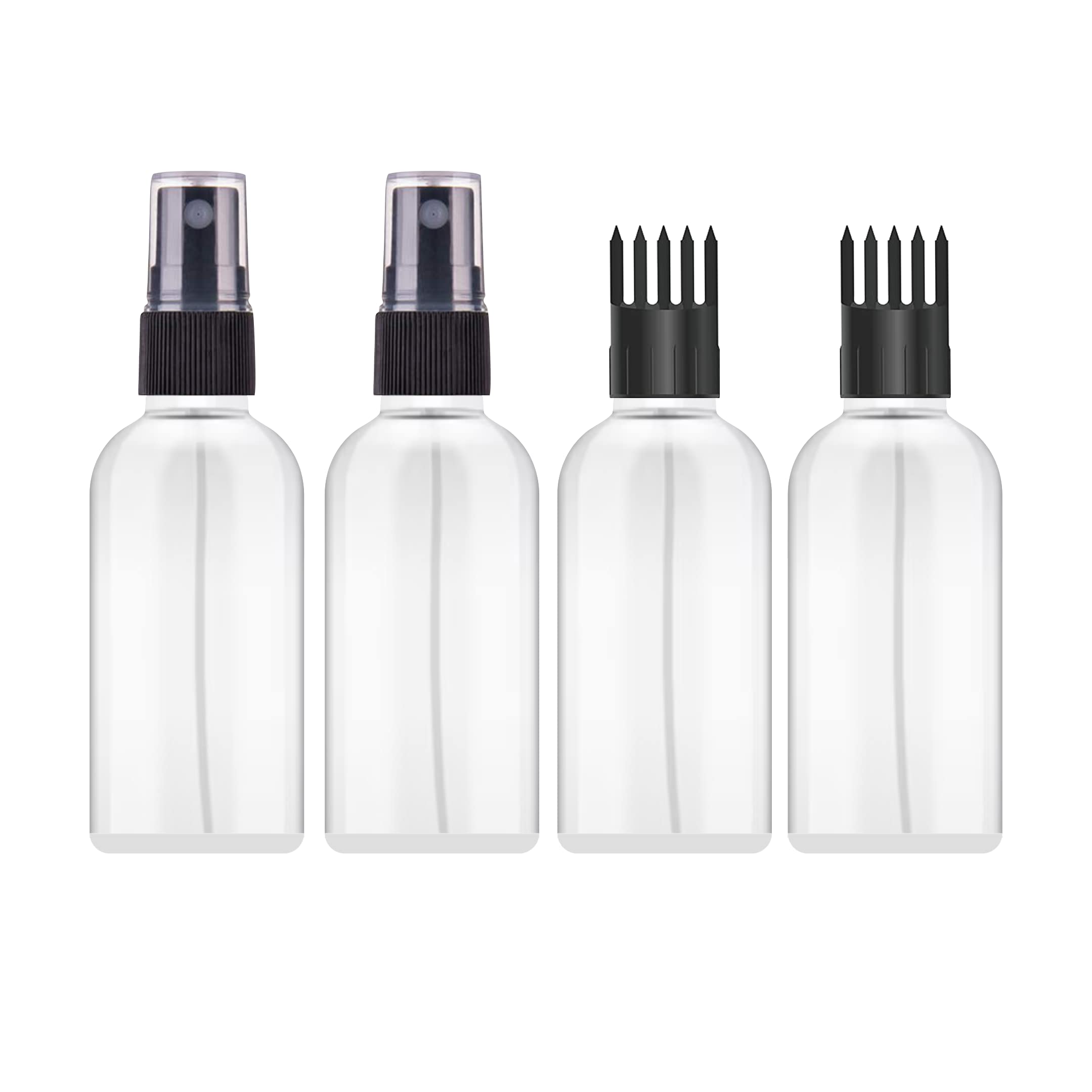 **PACKCESS 50ml Hair Root Applicator Bottle with Comb Cap & Fine Mist Spray – Refillable Travel Bottle for Hair Oil, Shampoo, Medicine & Beauty Products (Set of 2+2) – Perfect for Salon, Home & Travel Use**