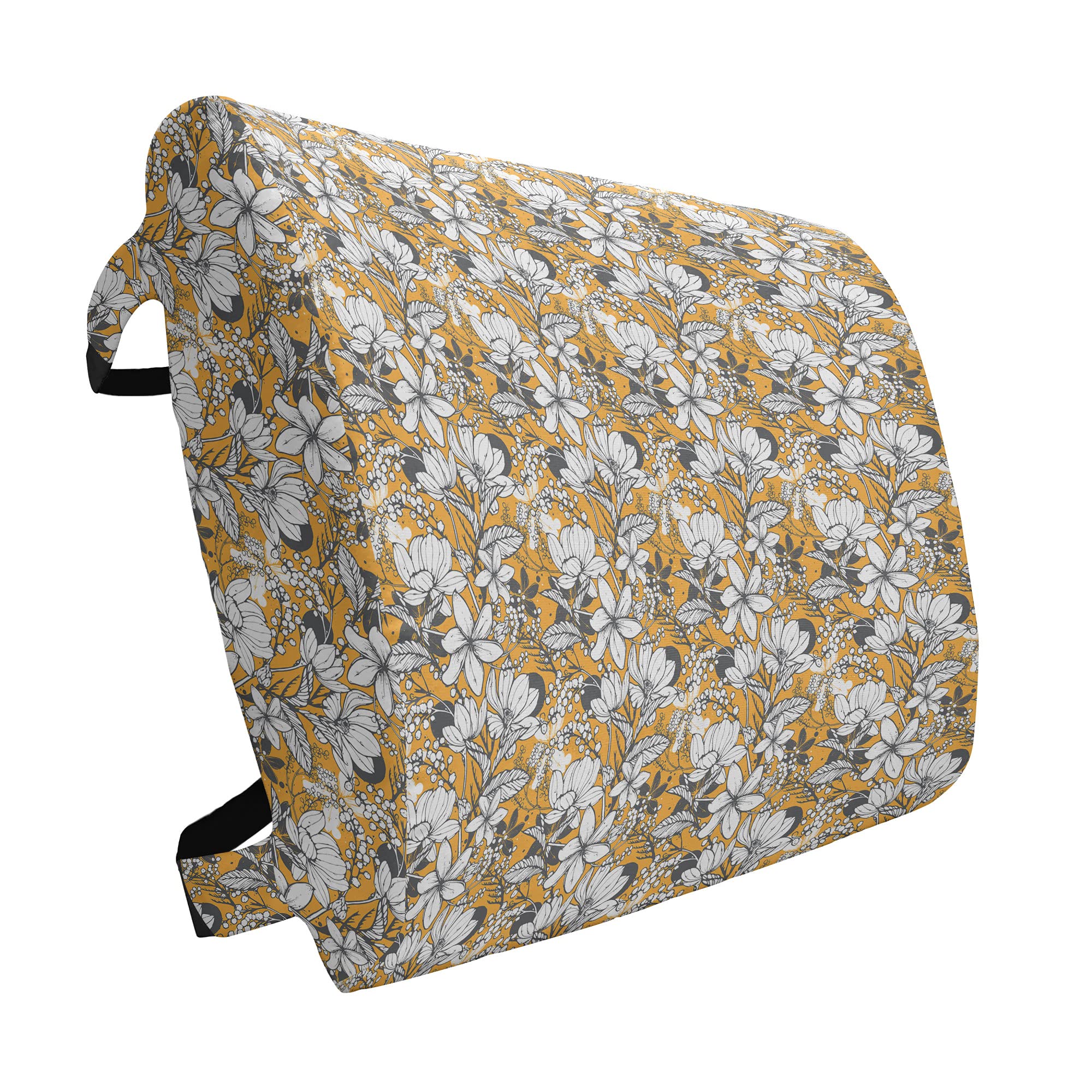 Ambesonne Floral Lumbar Support Pillow - Tropical Hibiscus Beach Design, High Density Foam for Office Chair & Car Seat, 14x13 Inches, Charcoal Grey Marigold - Perfect for Home Office, Long Drives & Back Pain Relief