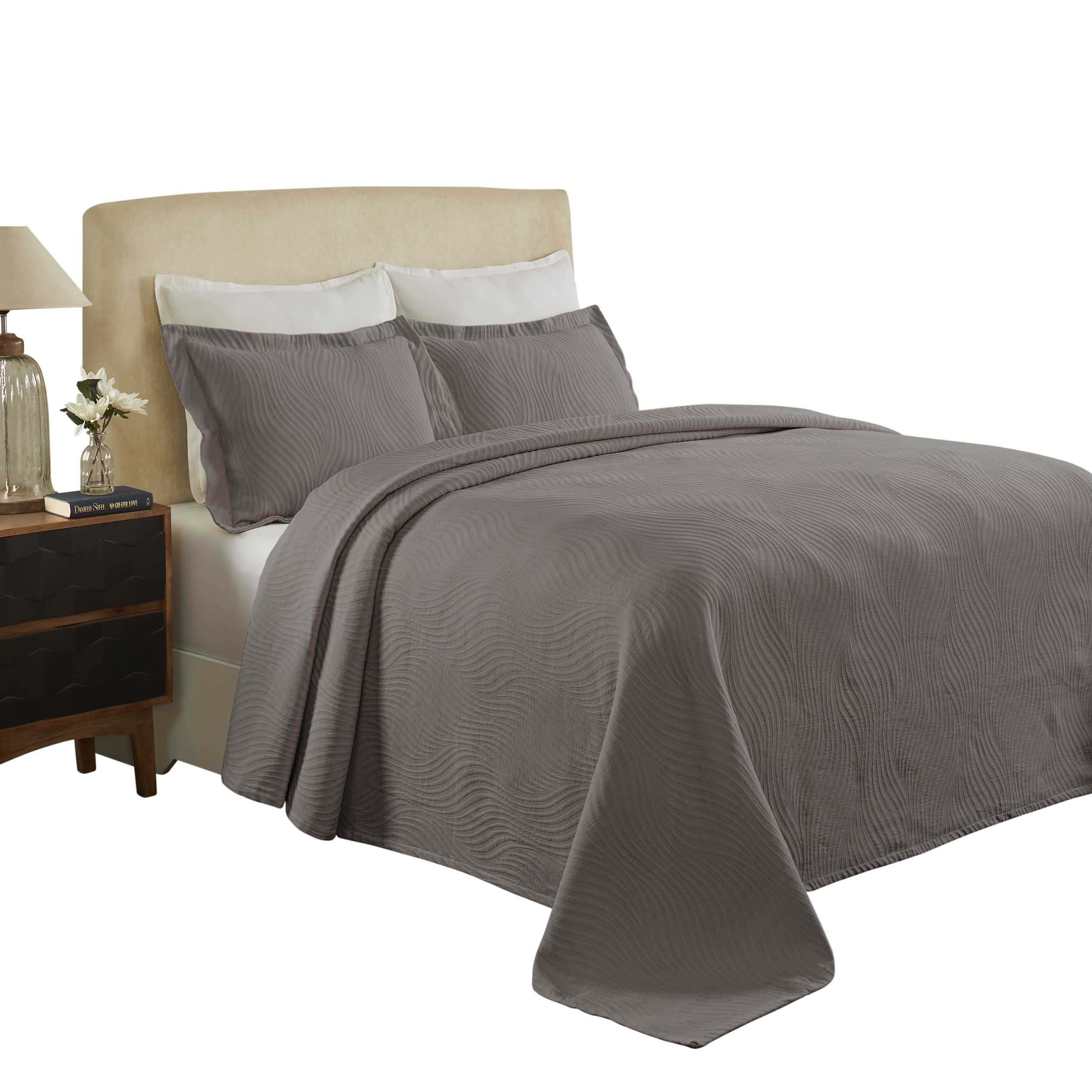 Luxury Cascade Cotton Jacquard Matelassé 3-Piece Bedspread Set - Queen Size Bedding with Elegant Textured Design for Master Bedroom & Guest Room Decor