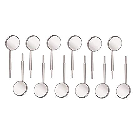 **Rhodium-Coated Dental Mirrors - 12Pcs/Box - Front Surface Diagnostic Intraoral Mouth Mirror for Dentists & Hygienists - Stainless Steel Cone Socket - Size 6/26mm - Perfect for Dental Exams, Cleanings & Oral Surgery**