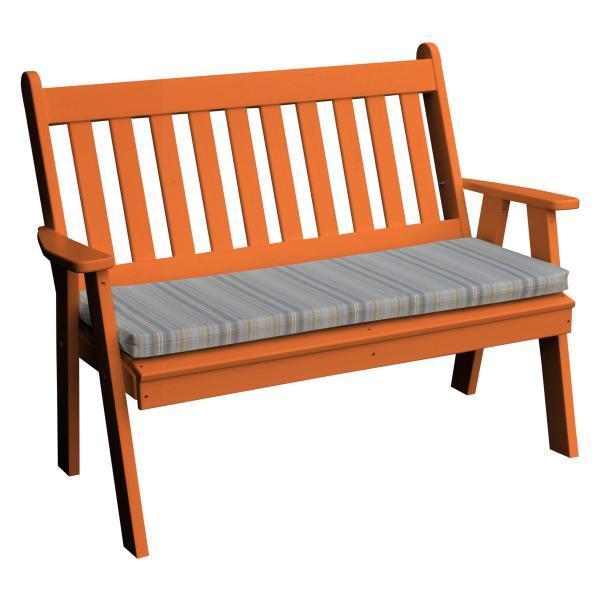 A&L Furniture Poly Traditional English Garden Bench - Outdoor Patio, Garden, and Park Seating for Relaxation