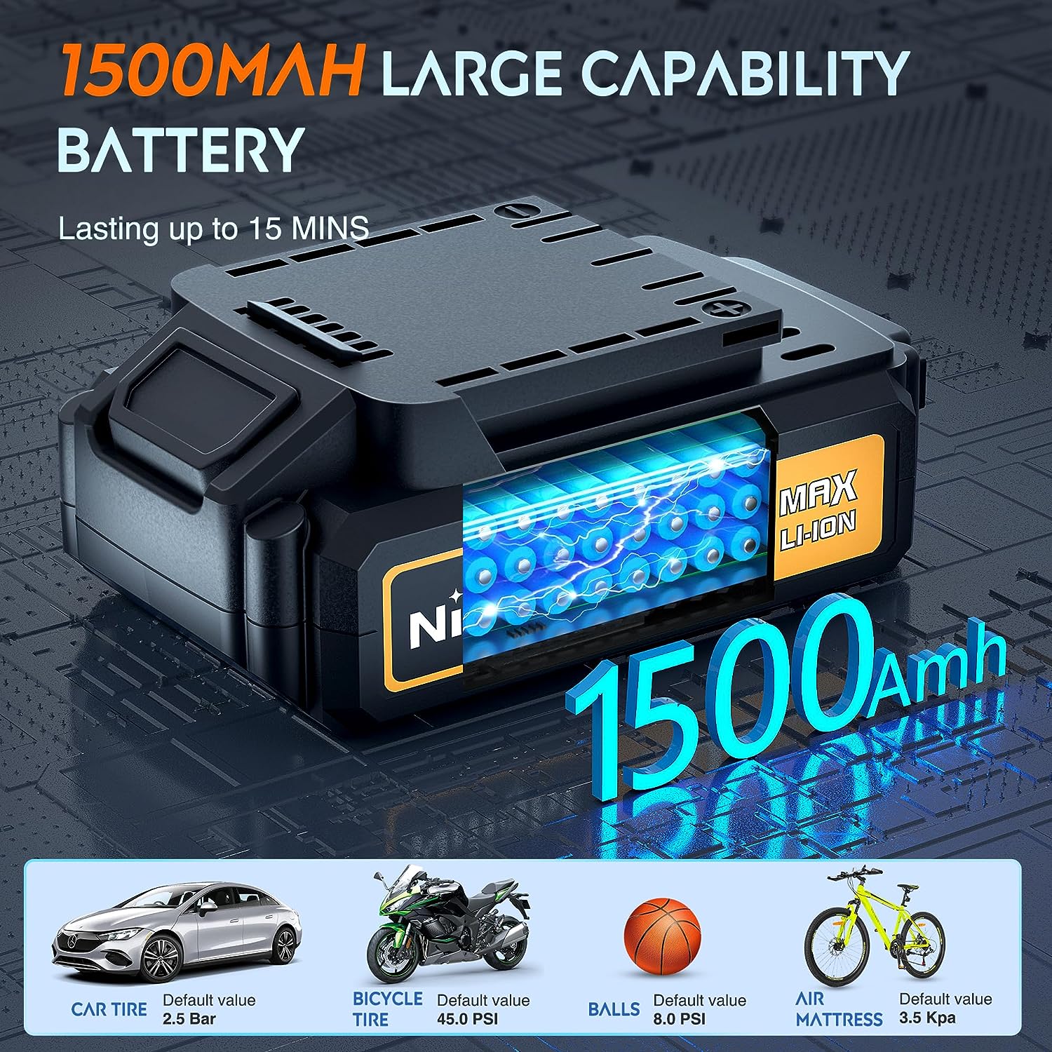 Portable Tire Inflator Air Compressor - 160PSI Dual Power AC/DC & Rechargeable Battery - Perfect for Cars, SUVs, Bikes & Emergency Roadside Use