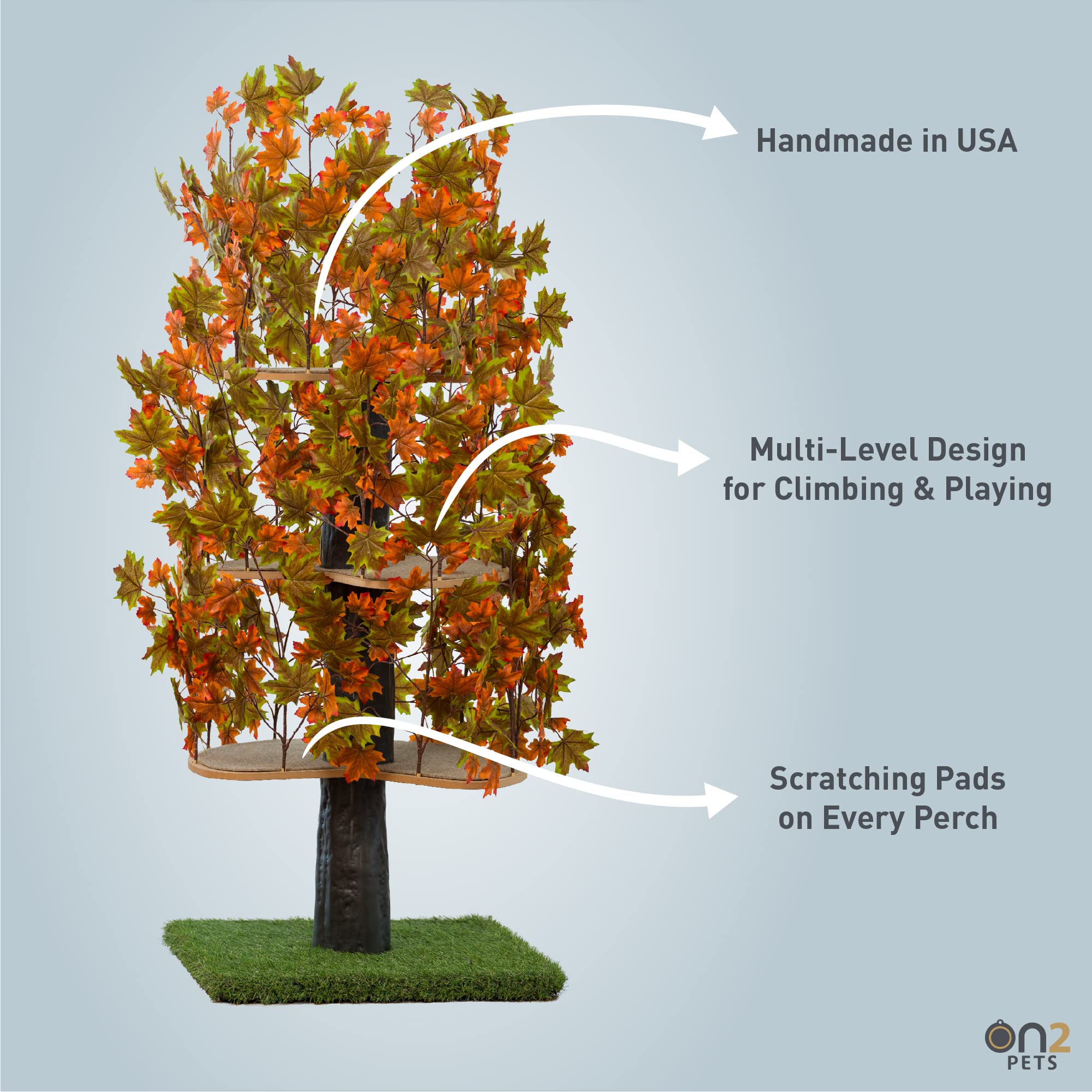 Premium Cat Tree with Leaves - Multi-Level Cat Condo & Activity Center for Indoor Cats | Durable Cat House & Climbing Tower - Perfect for Play, Rest & Exercise (Made in USA)