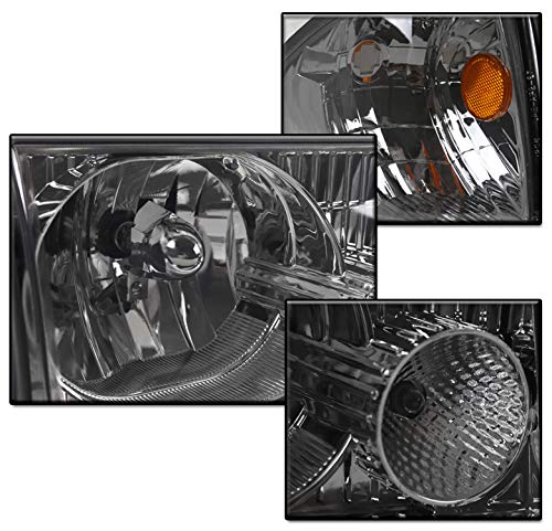 Smoke Halogen Headlights with Corner & Parking Lights - Compatible with 1987-1993 Ford Mustang | Replacement Headlamps for Improved Night Visibility & Style Upgrade
