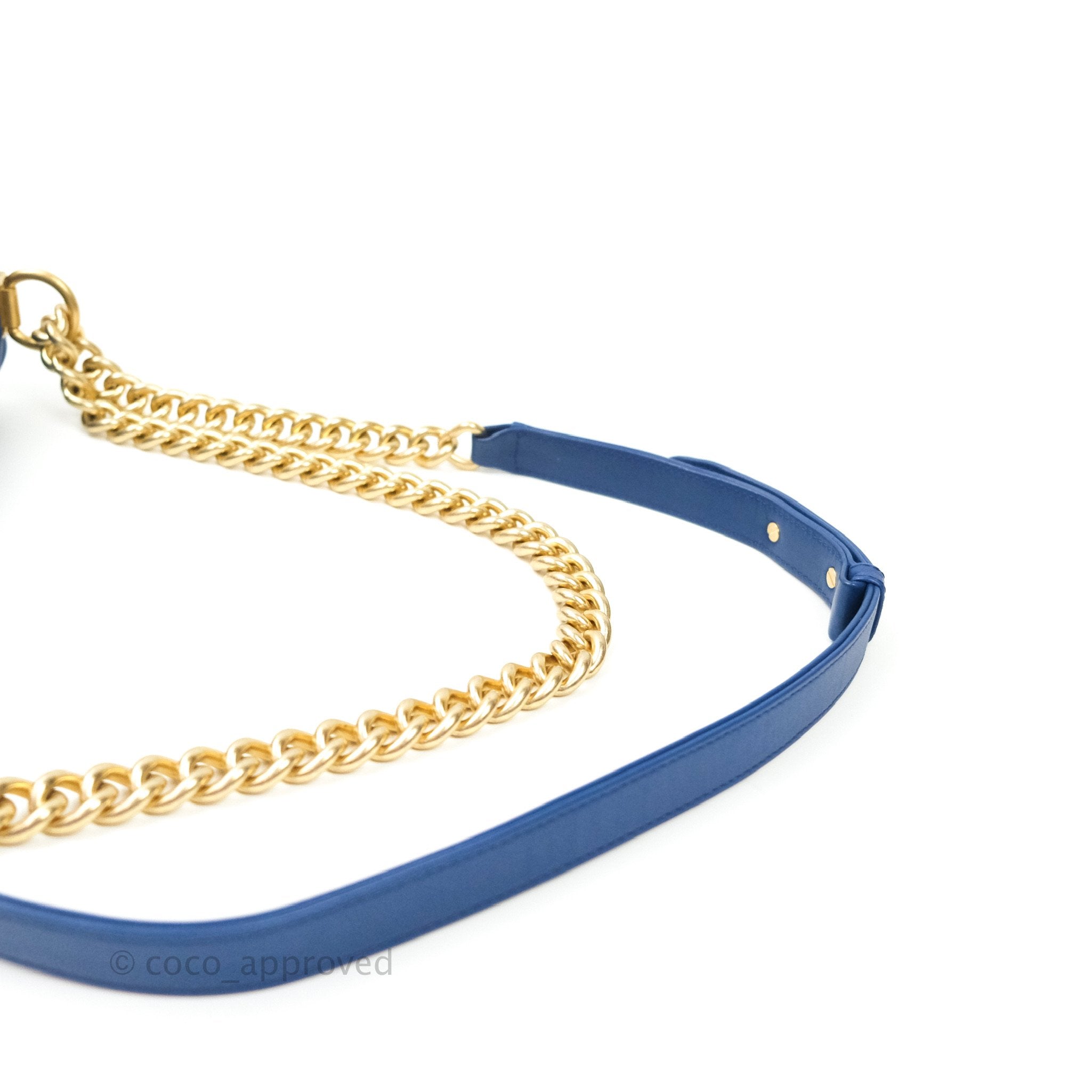 Chanel Boy New Medium Quilted Blue Lambskin Leather Bag with Aged Gold Hardware - Luxury Crossbody Purse for Women, Perfect for Date Night & Special Occasions