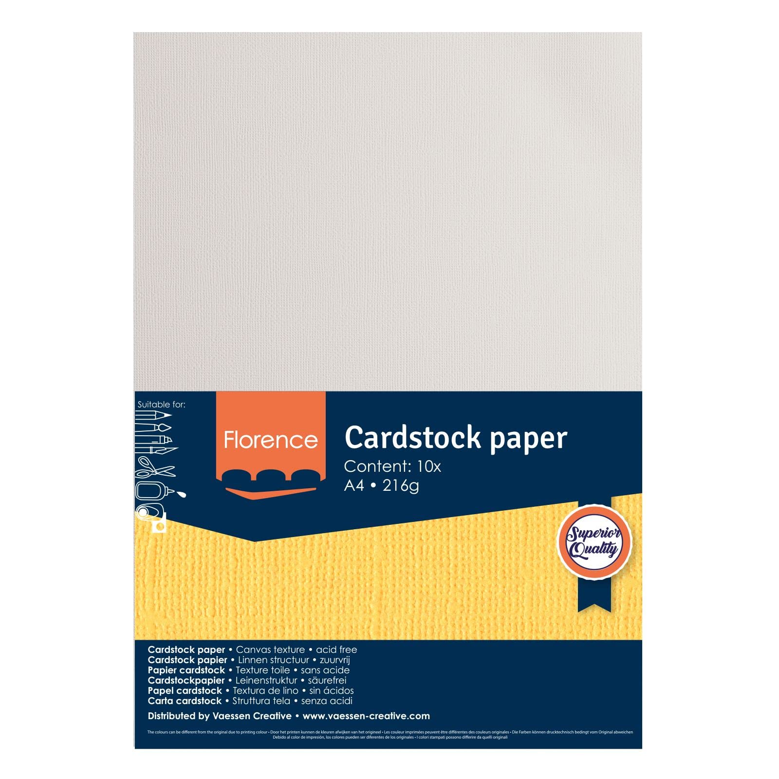 Vaessen Creative Florence Textured Cardstock - 216gsm A4 Paper (10 Sheets, Cool Grey/Beige) for Scrapbooking, Card Making, Die Cutting | Premium Craft Paper for DIY Projects, Wedding Invitations & Home Decor
