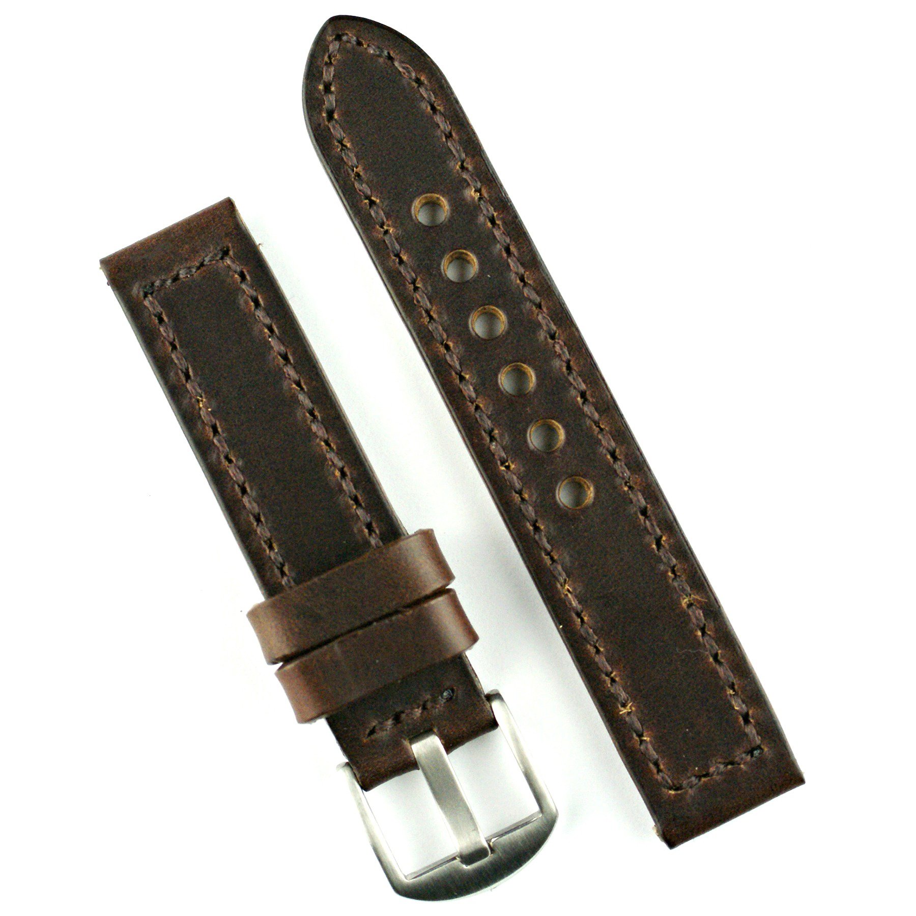 B & R Bands 22mm Brown Horween Chromexcel Vintage Leather Watch Strap for Men - Large Size Replacement Band for Automatic & Mechanical Watches - Perfect for Dress, Casual & Everyday Wear