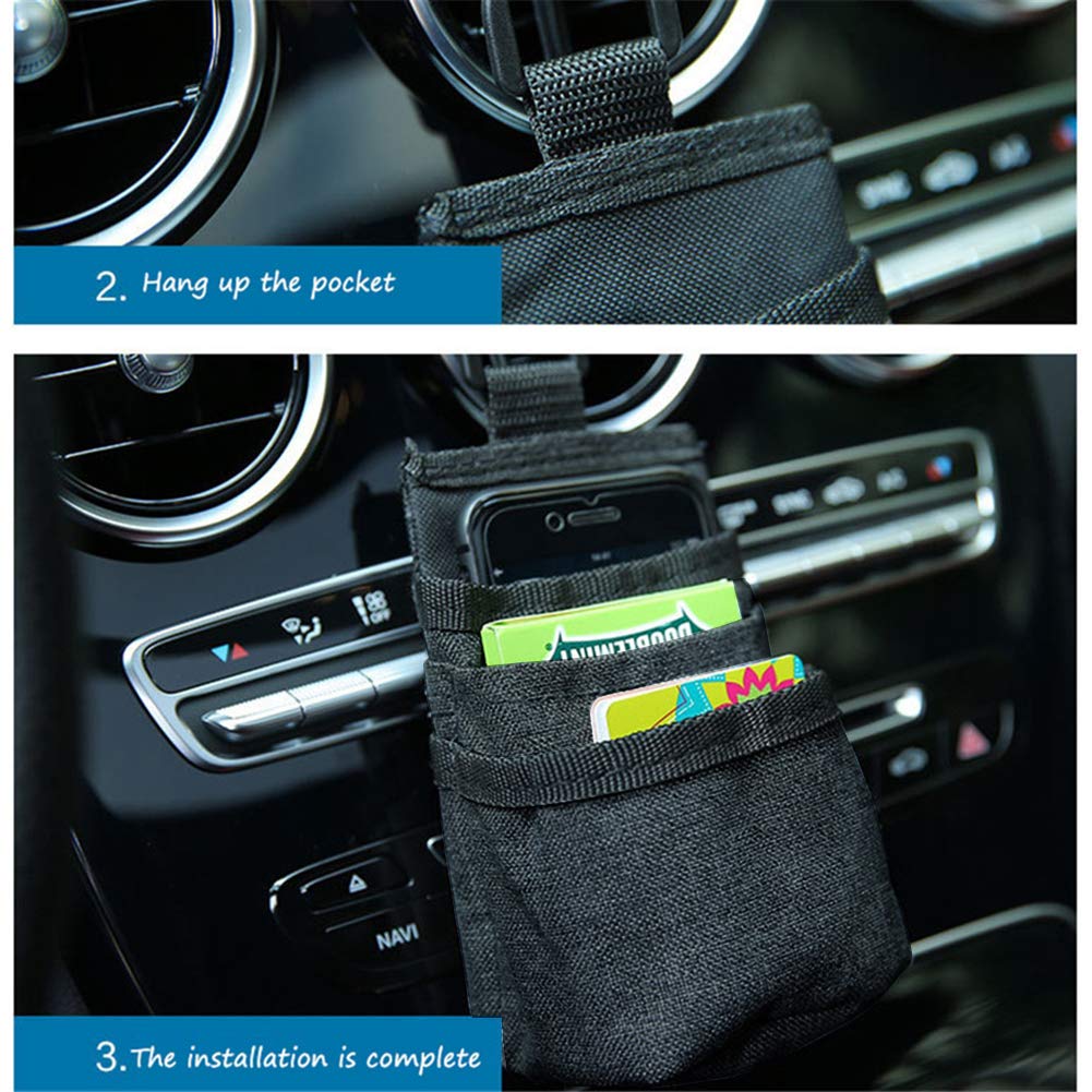 Car Air Vent Storage Organizer - Multifunctional Car Seat Pocket for Phone, Sunglasses, Coins & Pens | Black | Perfect for Road Trips & Daily Commutes