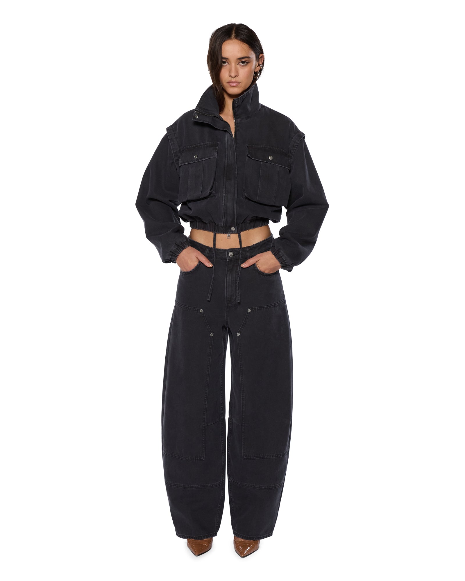 Premium Barrel Jean Carpenter Black - High-Quality Men's Workwear Pants for Construction & DIY Projects