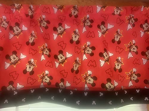 Mickey Mouse Red White Yellow Valance Curtain - Disney Themed Window Topper for Bedroom & Kitchen Decor - Perfect for Kids' Rooms, Playrooms & Themed Kitchens
