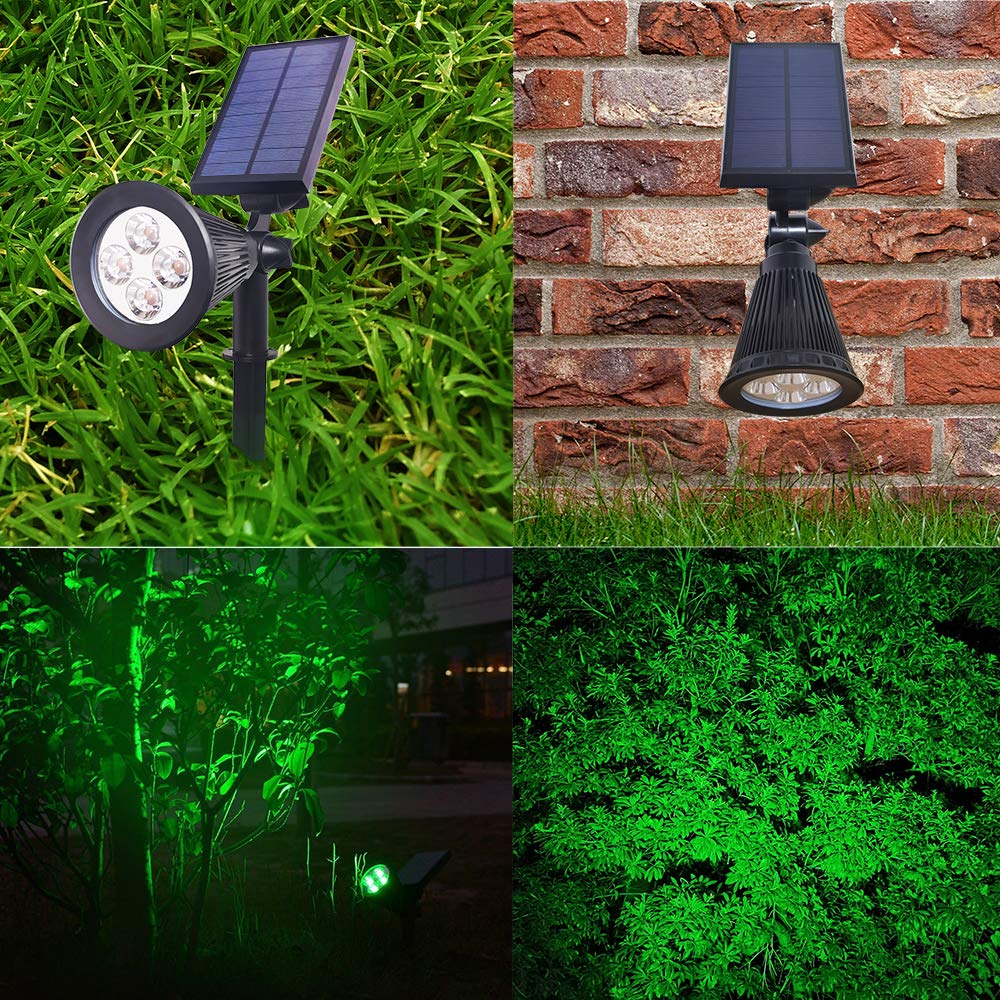 Clordeal 2-in-1 Solar Powered LED Landscape Lights - Waterproof 4 LED Solar Tree Uplight for Garden & Yard Decoration (Green) | Outdoor Solar Spotlight for Pathways, Trees & Landscape Lighting