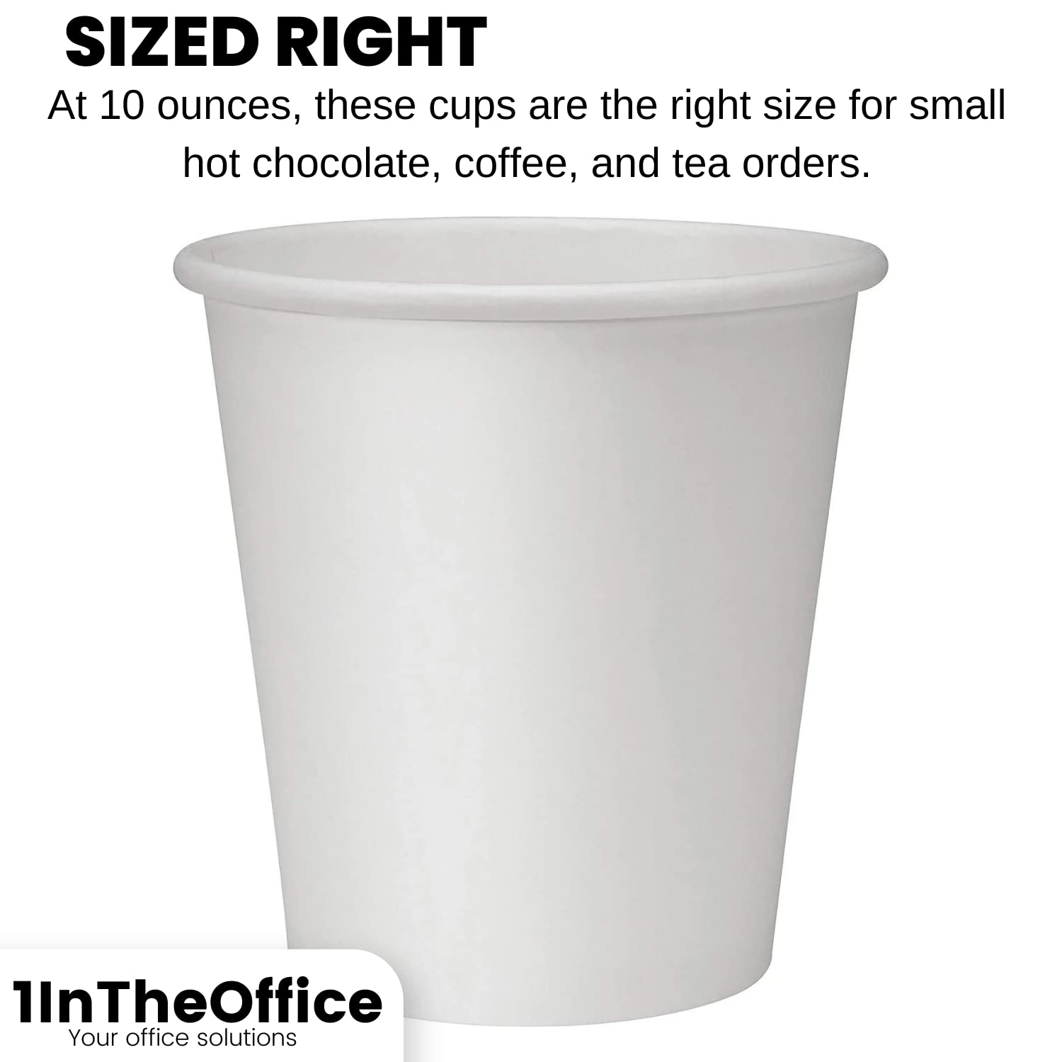 InTheHome 10 oz Disposable White Paper Coffee Cups with Lids - 50 Pack for Hot Drinks, Perfect for Office, Cafes, Parties & Takeout