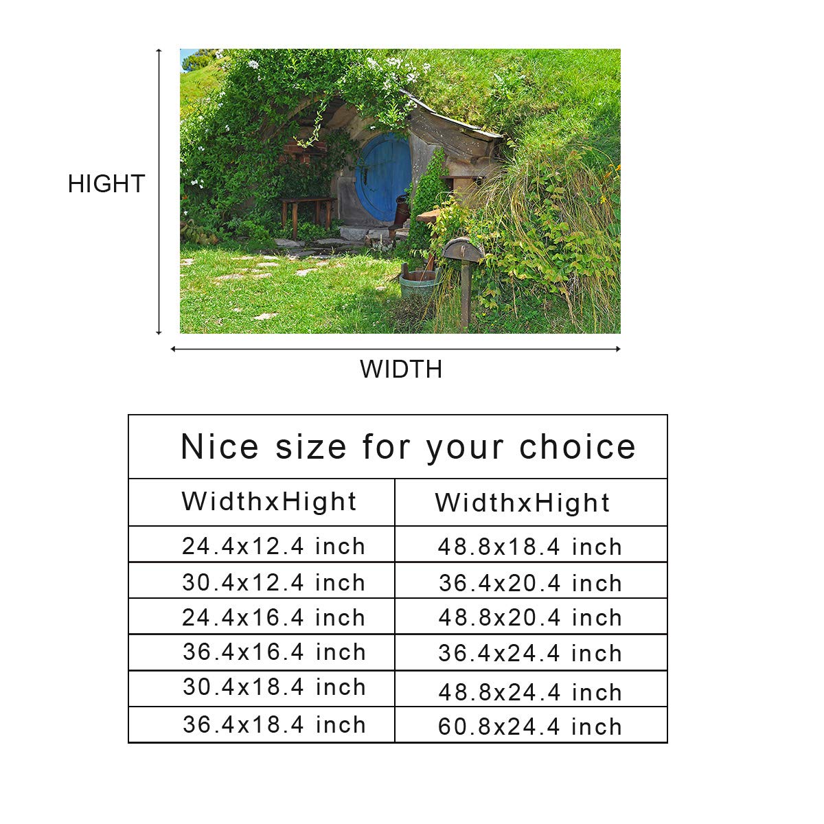 Hobbit Village Aquarium Backdrop Sticker - PVC Adhesive Decal for Fish Tank Decoration