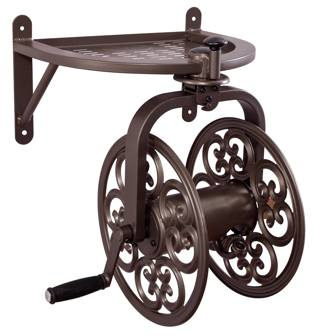 Liberty Garden 710 Navigator Rotating Garden Hose Reel - 125-Feet Capacity for 5/8-Inch Hose, Durable Bronze Finish - Perfect for Lawn Care, Yard Watering & Outdoor Cleaning