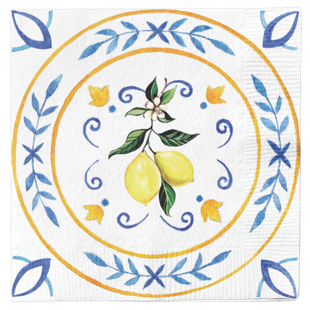 Premium Cocktail Napkins - 3 Ply Soft & Absorbent, 20 Pack for Parties, Weddings & Bars | Elegant Capri Coast Design for Drinks & Appetizers