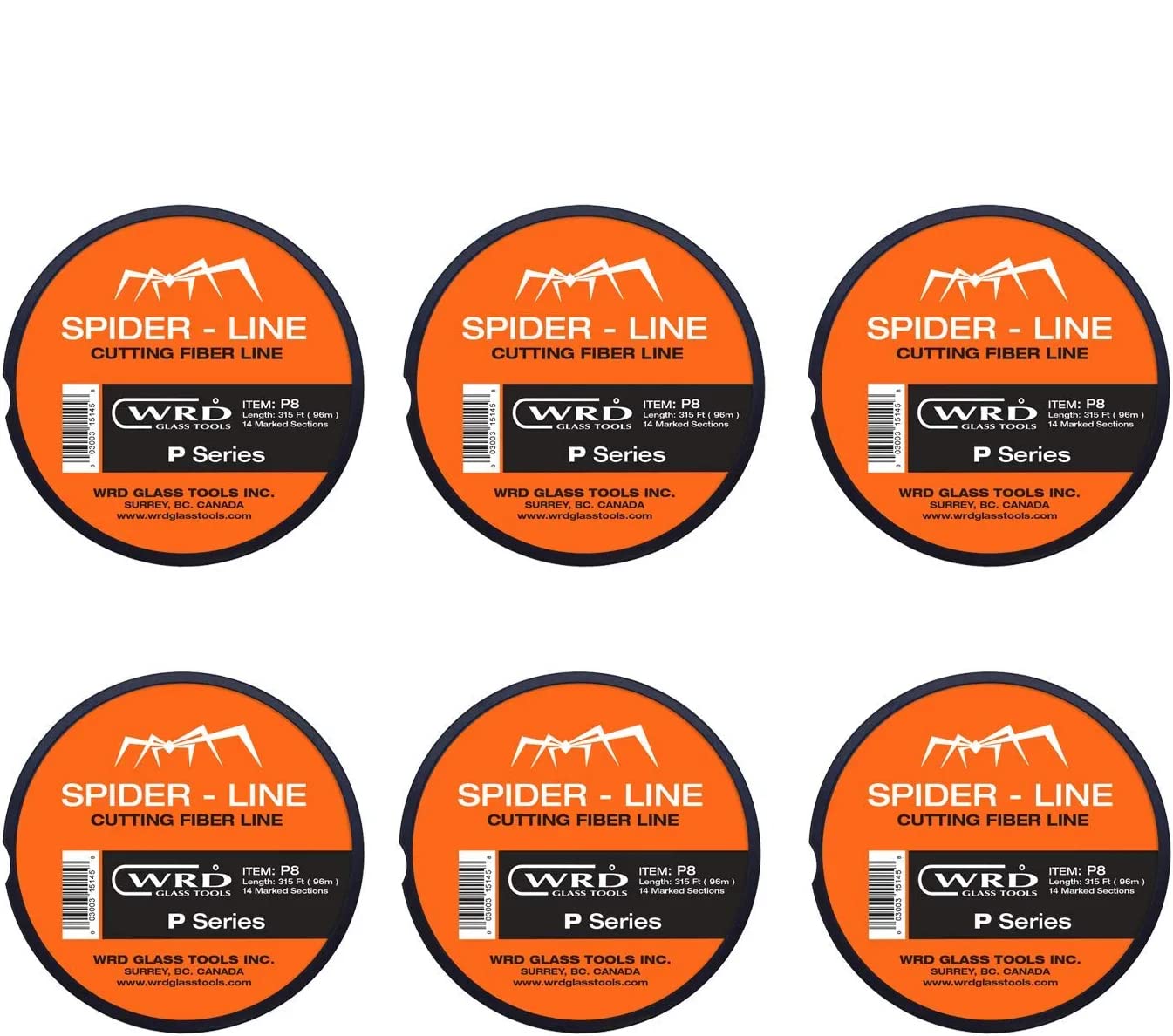 WRD Spider PN8 Series 315 Ft Auto Glass Windshield Cut Out Fiber Line - 6 Pack, Clear Fiber Replacement for Car, Truck, ATV & UTV Windshields | Perfect for DIY Auto Glass Repair & Windshield Replacement Projects