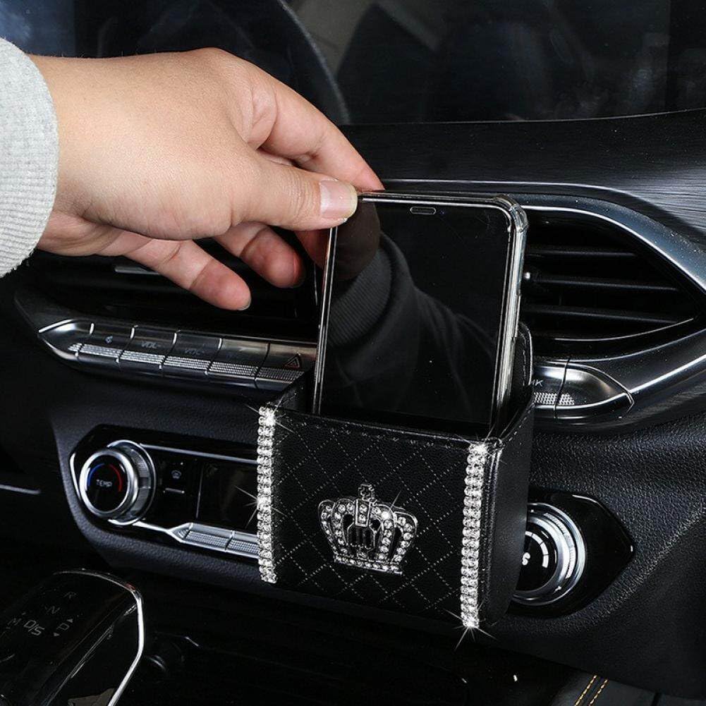 Bling Crystal Car Air Vent Storage Organizer - Crown Design Phone Holder for iPhone, Keys, Sunglasses, Pens & Coins - Perfect for Sedans, SUVs & Trucks