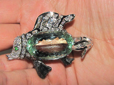 57.37CT GIA Certified Natural Green Beryl Fish Brooch Pendant - Elegant Jewelry for Women, Perfect for Weddings, Parties & Special Occasions