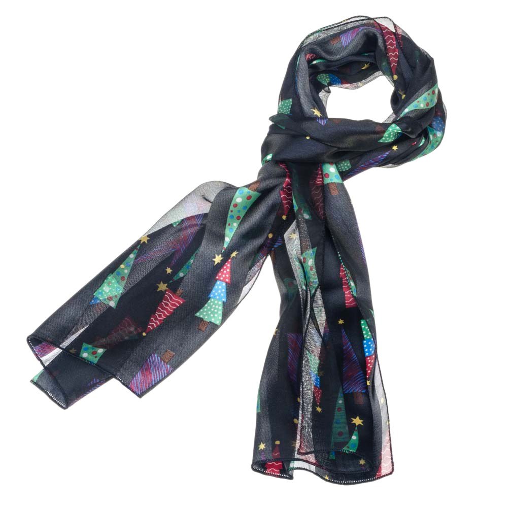 Purple Box Jewelry Christmas Tree Scarf - One Size Black Winter Fashion Accessory for Holiday Parties & Gift Giving