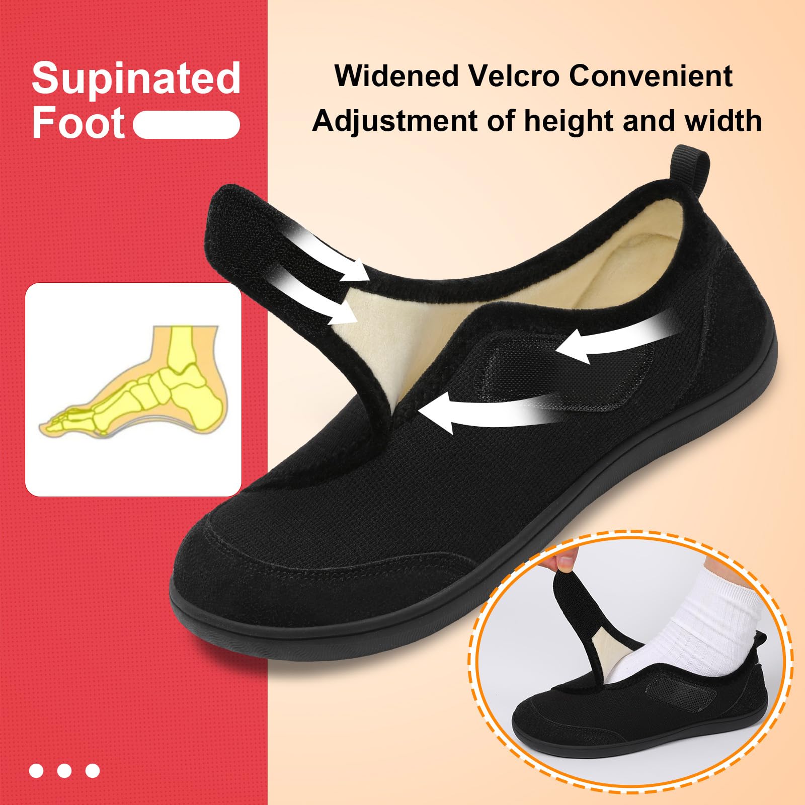 LeIsfIt Men's Wide Width House Slippers - Adjustable Diabetic & Arthritis Slippers for Swollen Feet - Comfortable Indoor/Outdoor Slippers for Home, Hospital & Recovery Use