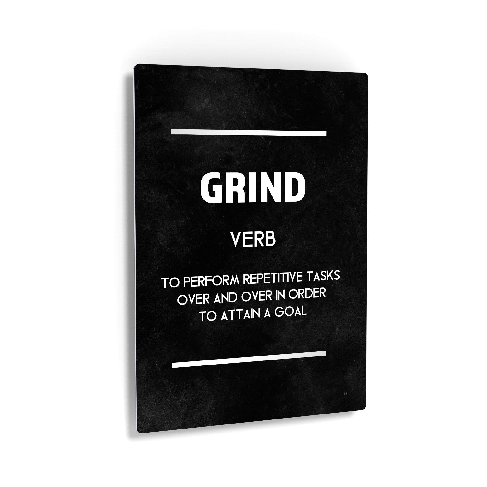 Smile Art Design Grind Definition Dictionary Black Motivational Metal Wall Art - Inspirational Office Decor for Entrepreneurs - Modern Metal Print Quote Sign - 40x30 Inches Ready to Hang - Perfect for Home Office, Study Room & Business Gifts