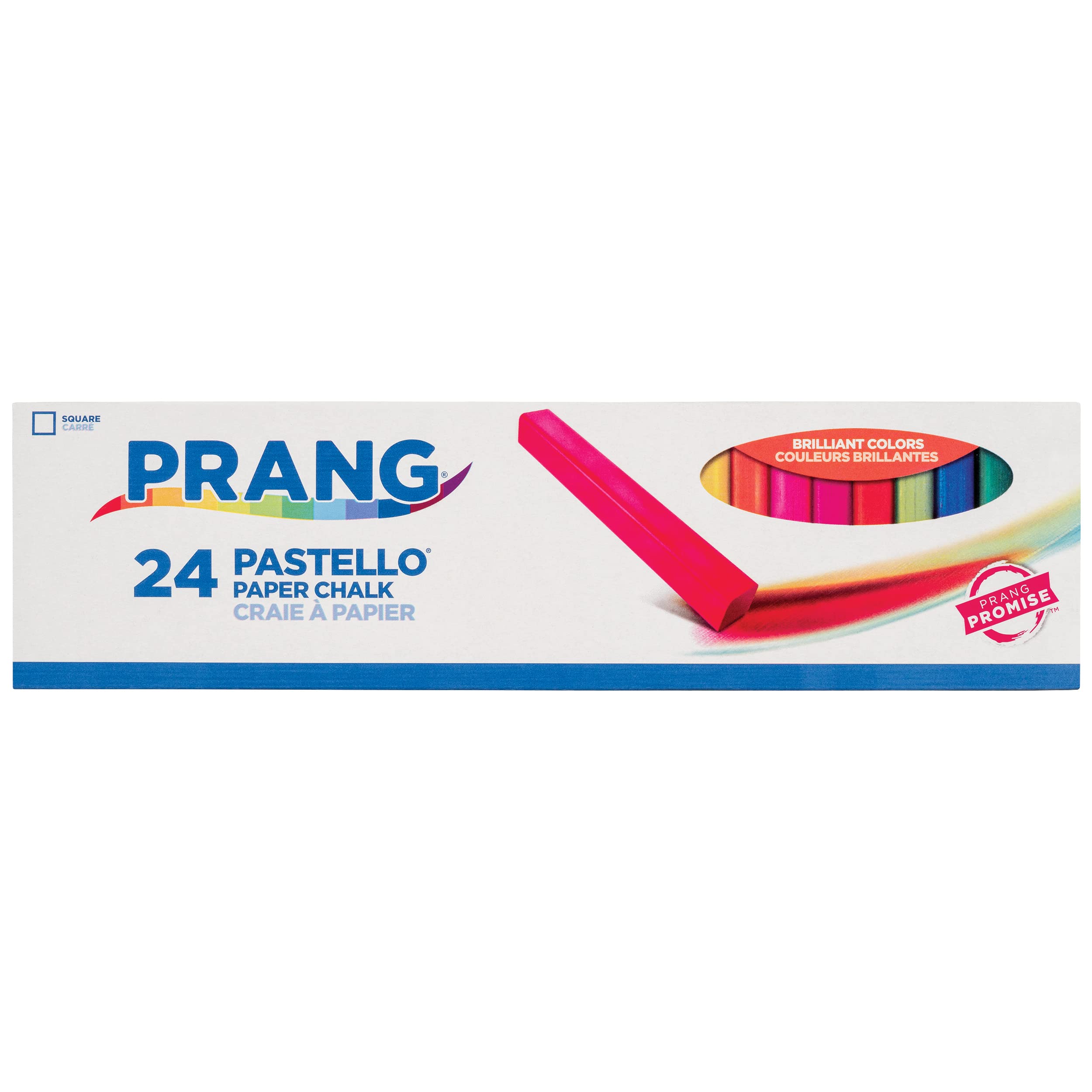 Prang Pastel Chalk Sticks - 24 Count, Assorted Vibrant Colors, Square Shape for Smooth Writing - Perfect for Classroom, Art Projects, and Sidewalk Drawing
