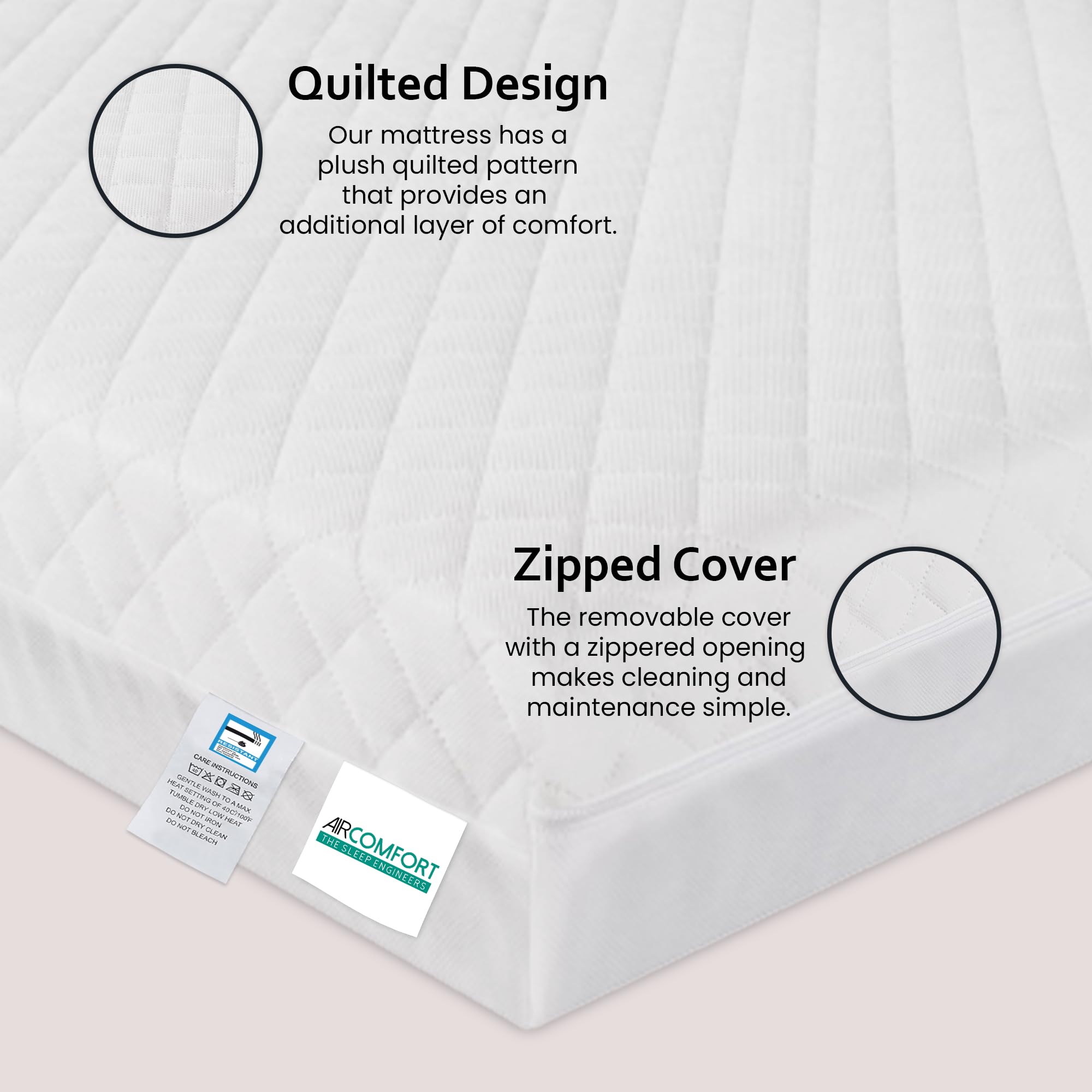 Breathable Hypoallergenic Waterproof Baby Cot Mattress - Ultra Thick Quilted Toddler Bed Mattress (120x60x13cm) for Nursery, Daycare & Travel - Air Comfort Eco Design
