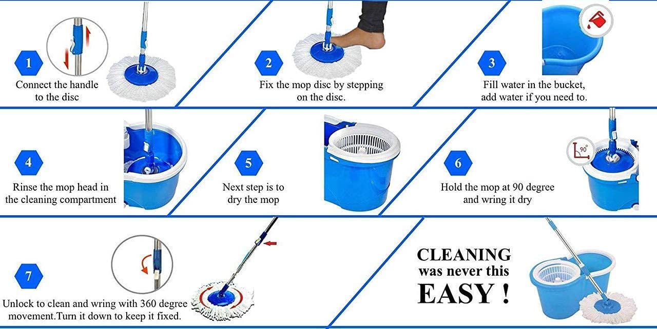 Spin Mop Bucket Set with Wheels - Easy Floor Cleaning for Home & Office