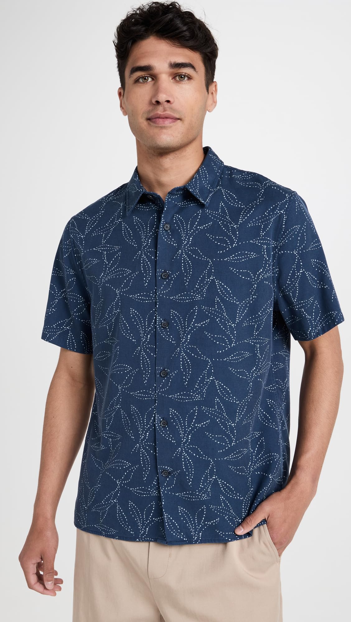 Vince Men's Dotted Leaf Button-Down Shirt | Stylish Casual & Business Wear | Perfect for Office, Date Night & Outdoor Events