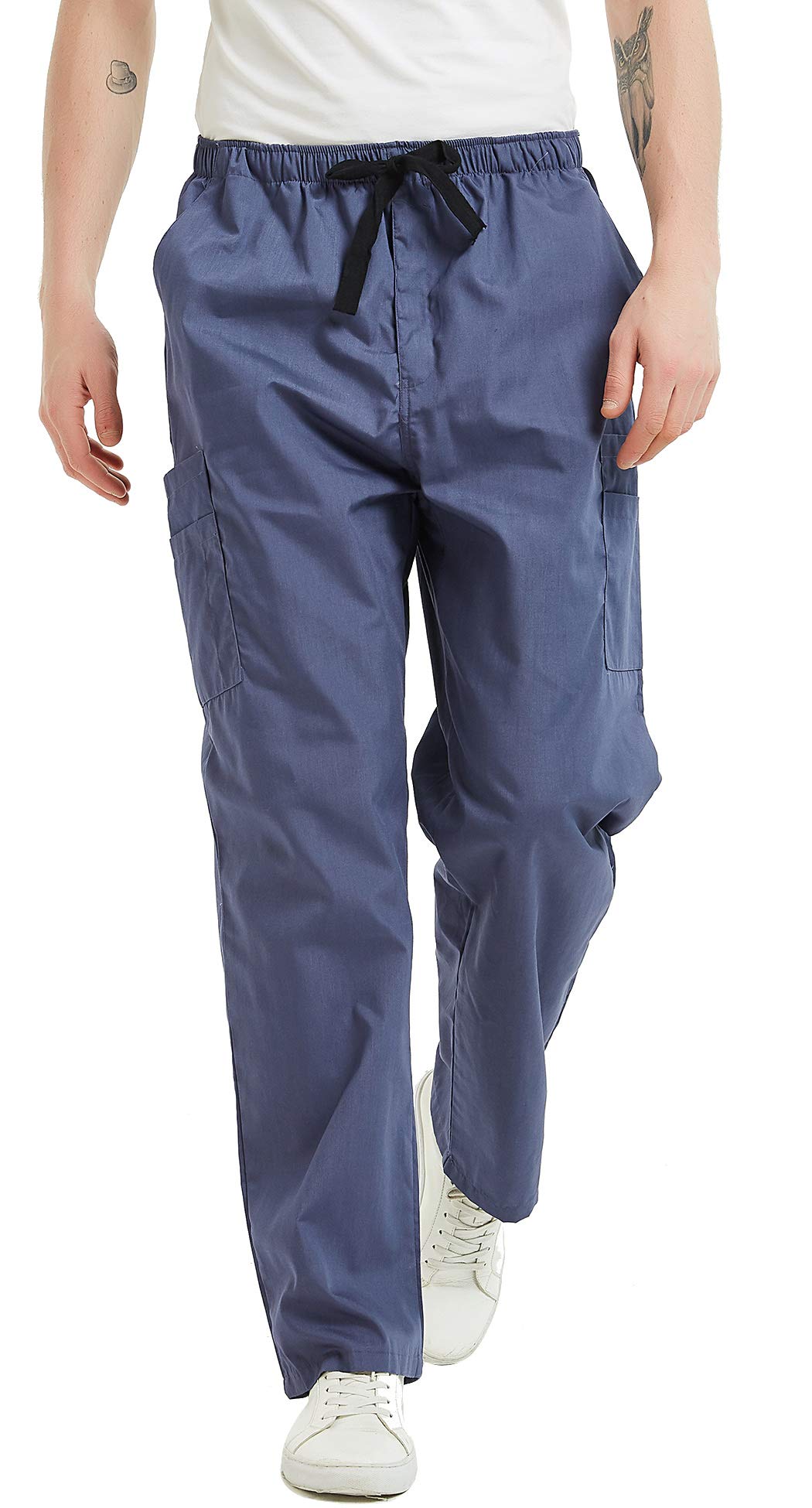 VOGRYE Men's Scrub Pants with 7 Pockets Waistband - Anti-Wrinkle Medical Work Pants for Doctors, Nurses & Healthcare Professionals - Comfortable & Durable for Hospital Shifts & Clinical Work
