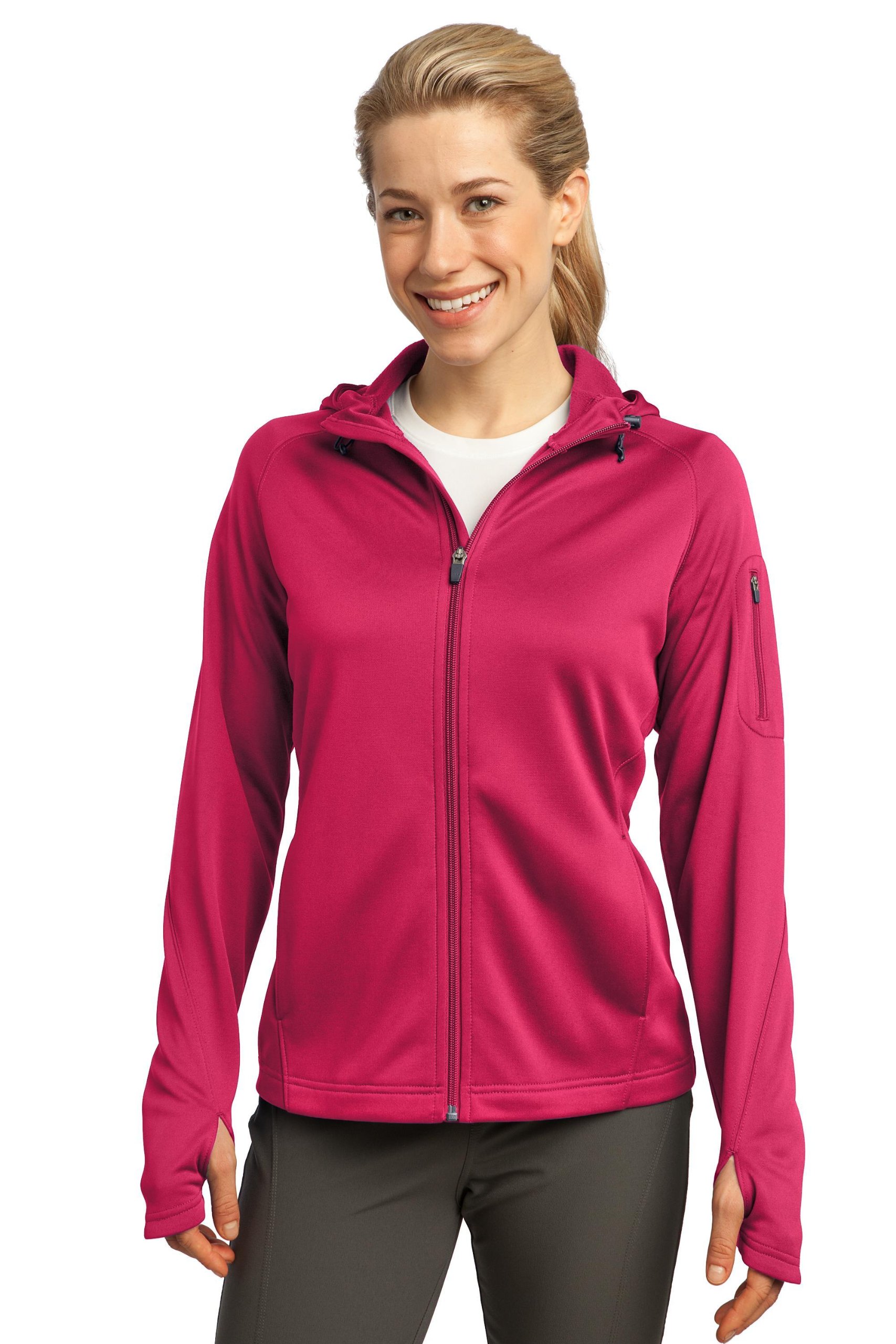 Sport-Tek Tech Fleece Hooded Jacket for Men - Lightweight Warm Pullover with Zipper Pocket - Perfect for Running, Hiking & Outdoor Activities