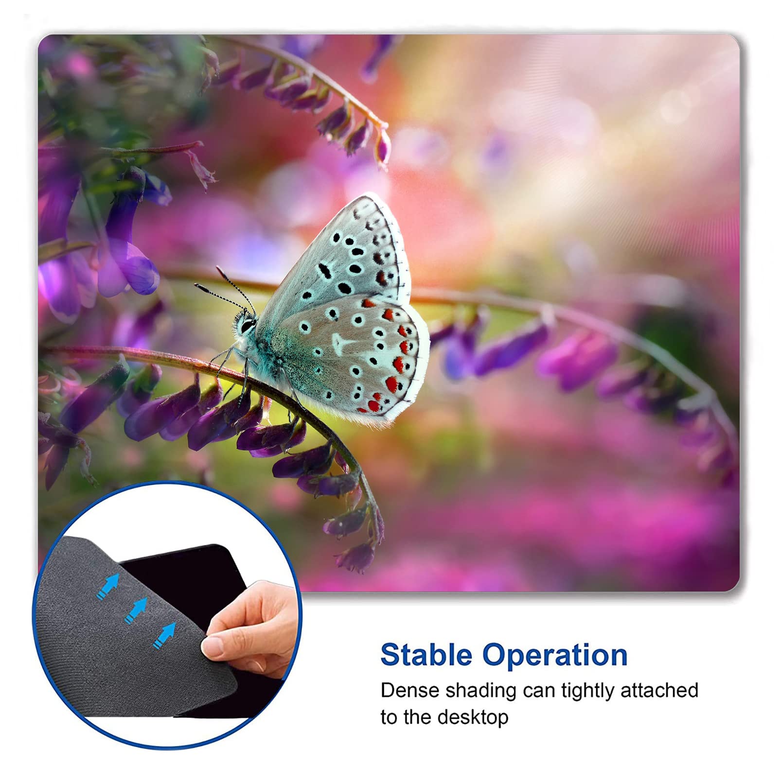 Custom Square Gaming Mouse Pad - Non-Slip Rubber Base for PC, Laptop & Office Use - Colorful Butterfly Design Computer Desk Mat for Gamers & Professionals