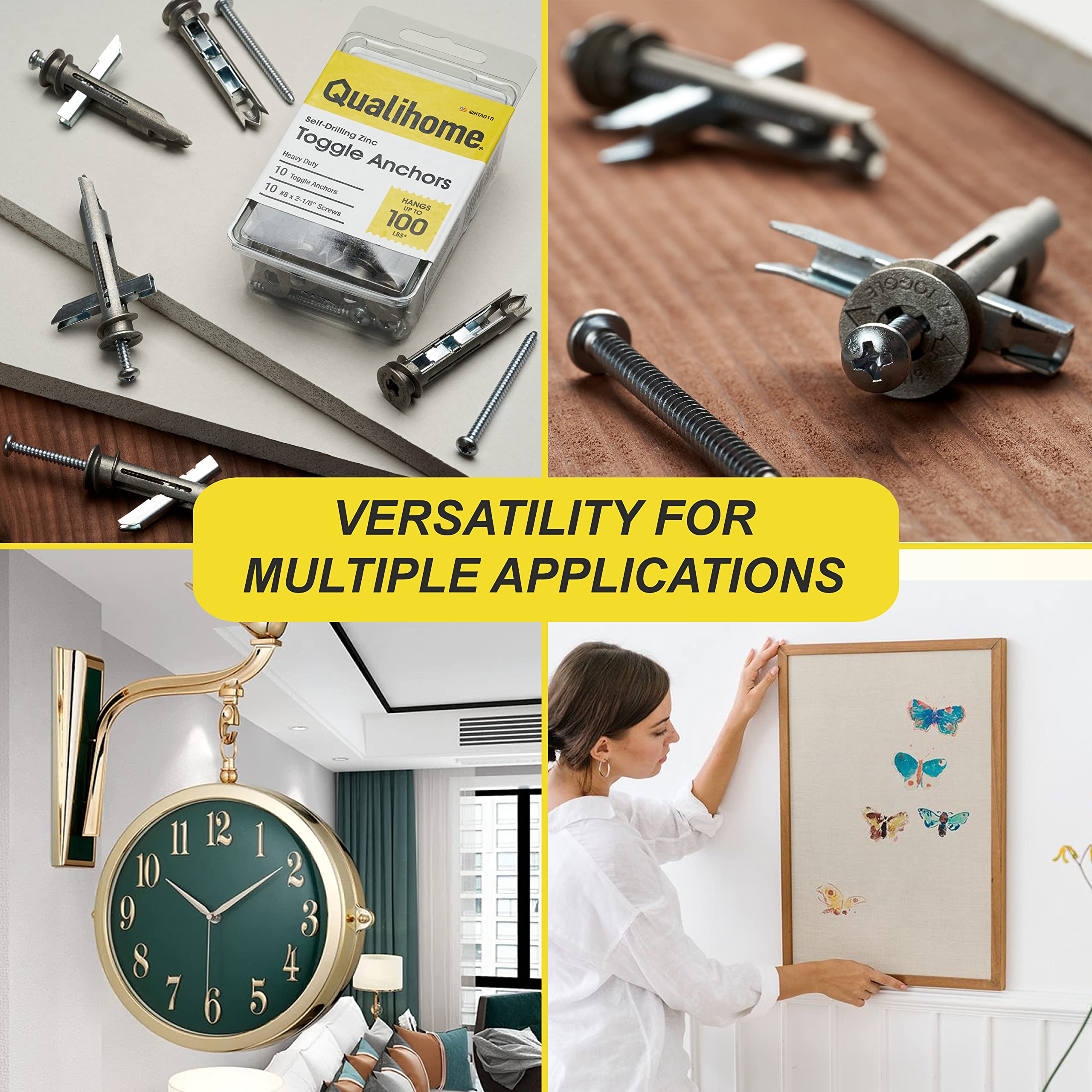 Heavy Duty Drywall Anchors and Screws Kit - Self-Drilling Toggle Anchors with Zinc Coating for Secure Wall Mounting | Perfect for Hanging Pictures, Shelves, Mirrors & Home Decor