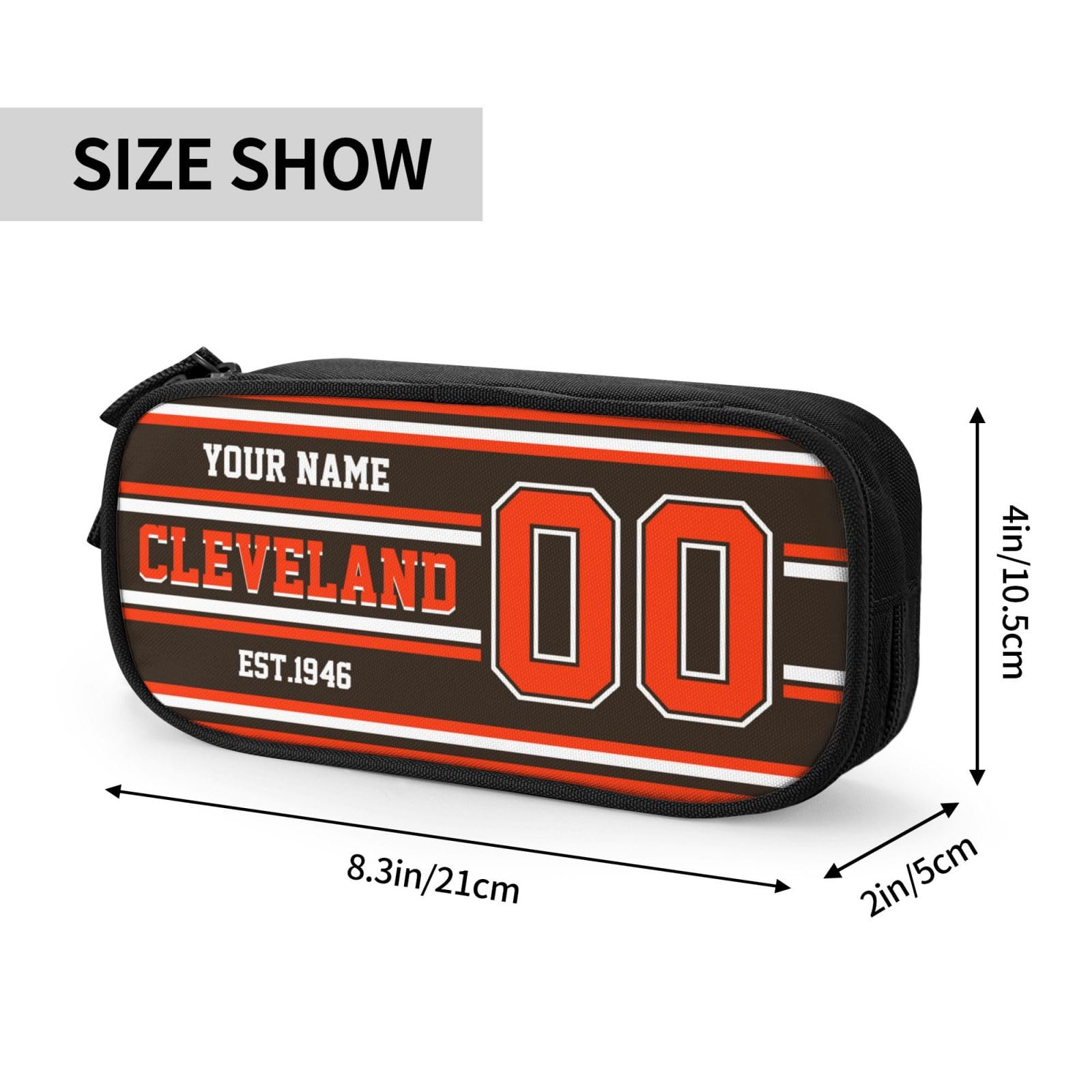 Custom Cleveland Football Pencil Case with Name & Number - Personalized Pencil Box for Men & Women - Unique Gift for NFL Fans - Perfect for School, Office & Game Day Accessories