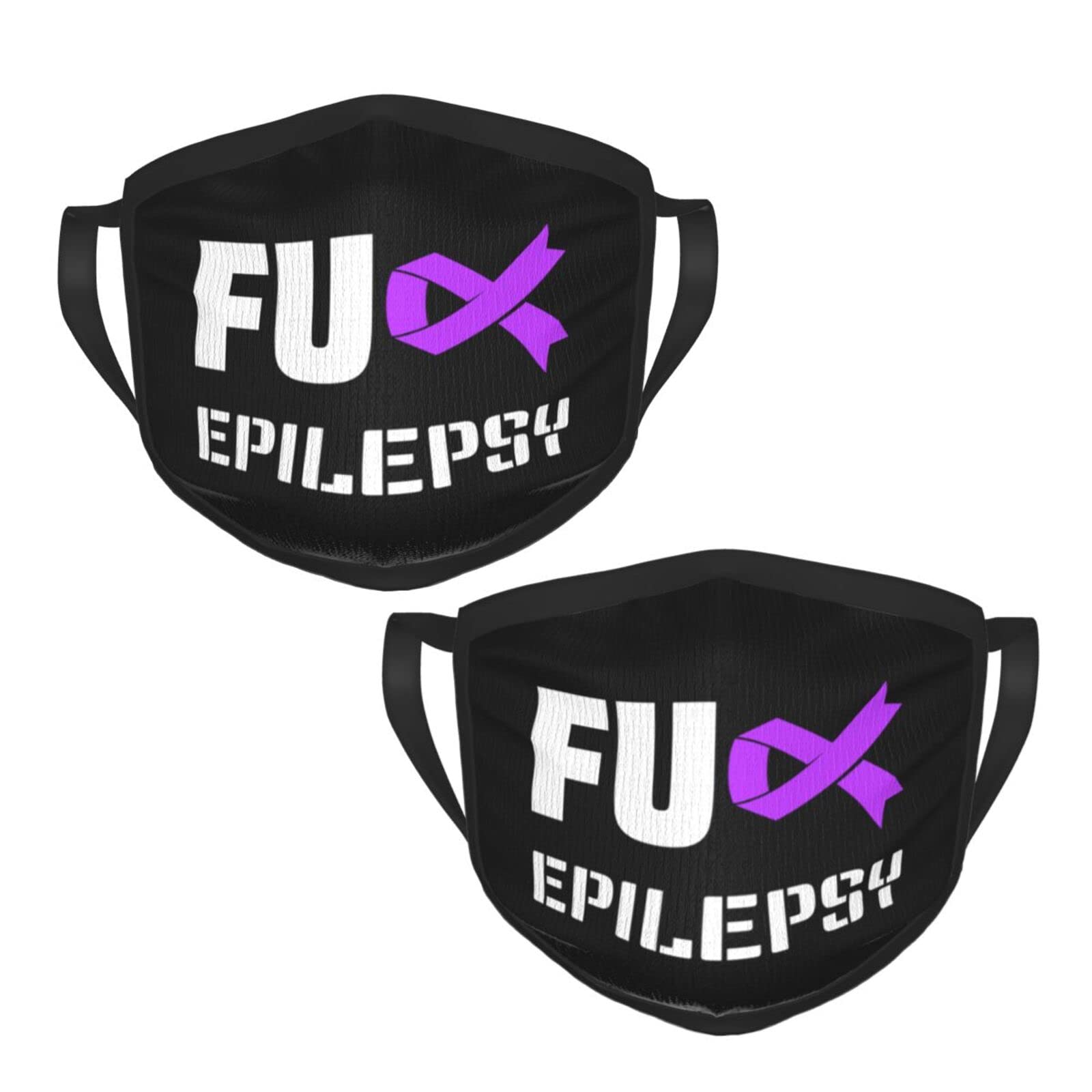 Epilepsy Awareness Reusable Face Mask - Breathable, Washable & Comfortable - 2 Pack Black - Perfect for Daily Wear, Outdoor Activities & Supporting Epilepsy Awareness
