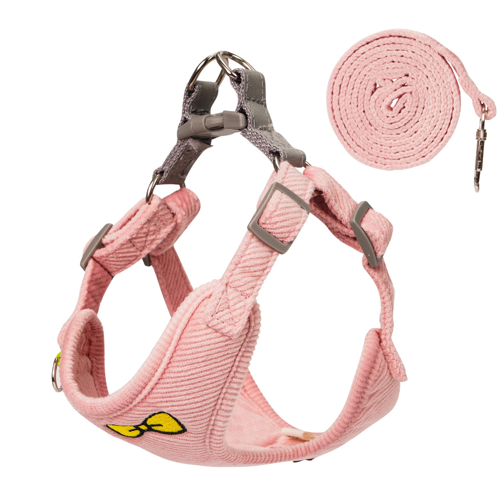 No Pull Dog Harness with Leash - Soft Escape Proof Pet Vest Harness Set for Small & Medium Dogs & Cats - Reflective Step-in Design (Pink, Small) - Perfect for Walking, Training & Outdoor Adventures