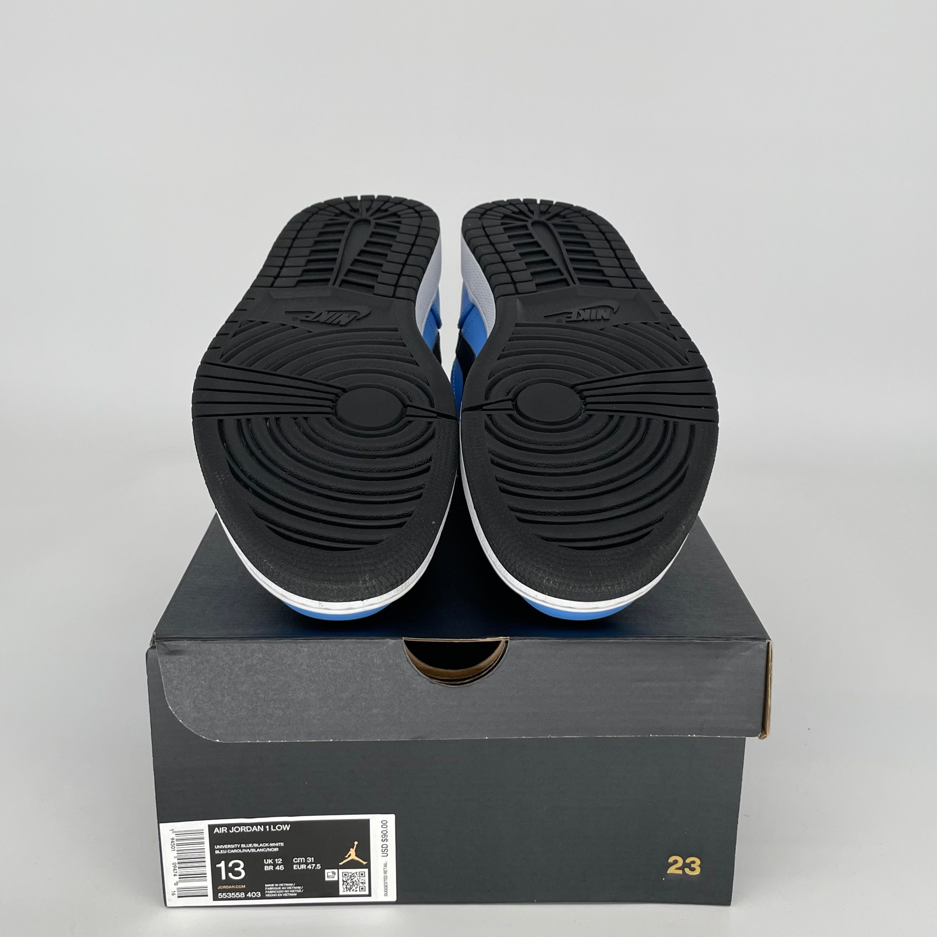 AIR JORDAN 1 LOW UNIVERSITY BLUE BLACK Men's Basketball Shoes Size 13 - 553558-403 | Retro Sneakers for Casual Wear, Street Style & Sports