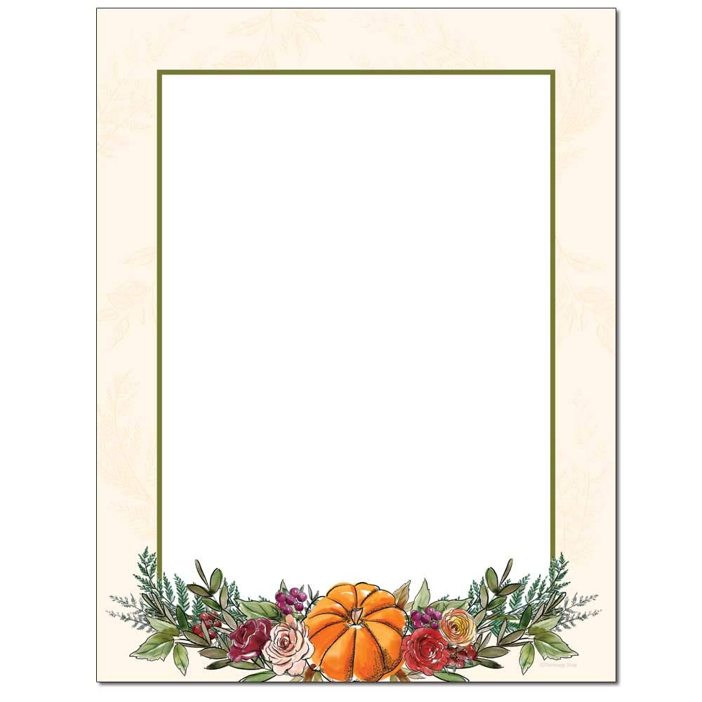 Premium Elegant Pumpkin Design Letterhead Paper - 100 Sheets for Laser & Inkjet Printers - Perfect for Fall Invitations, Thanksgiving Cards & Seasonal Home Office Stationery