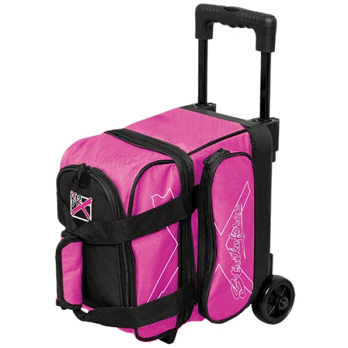 KR Strikeforce Hybrid Single Pink Bowling Ball Roller Bag - Lightweight Durable Bowling Bag with Wheels for Women & Youth - Perfect for League Play, Tournaments & Practice Sessions