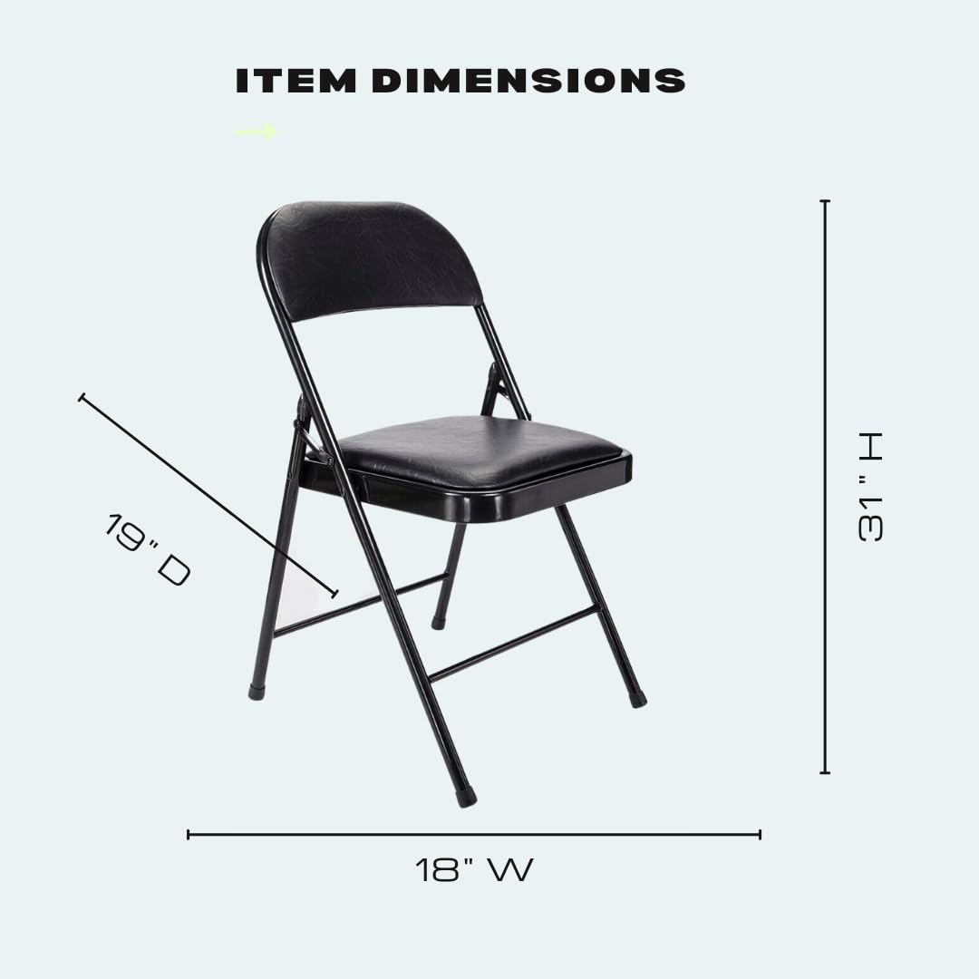 Westerly Folding Chair 2 Pack - Heavy Duty Stackable Indoor Outdoor Chairs for Events, Weddings, Parties, Picnics, Office & Dining - Portable Commercial Seating Solution in Black