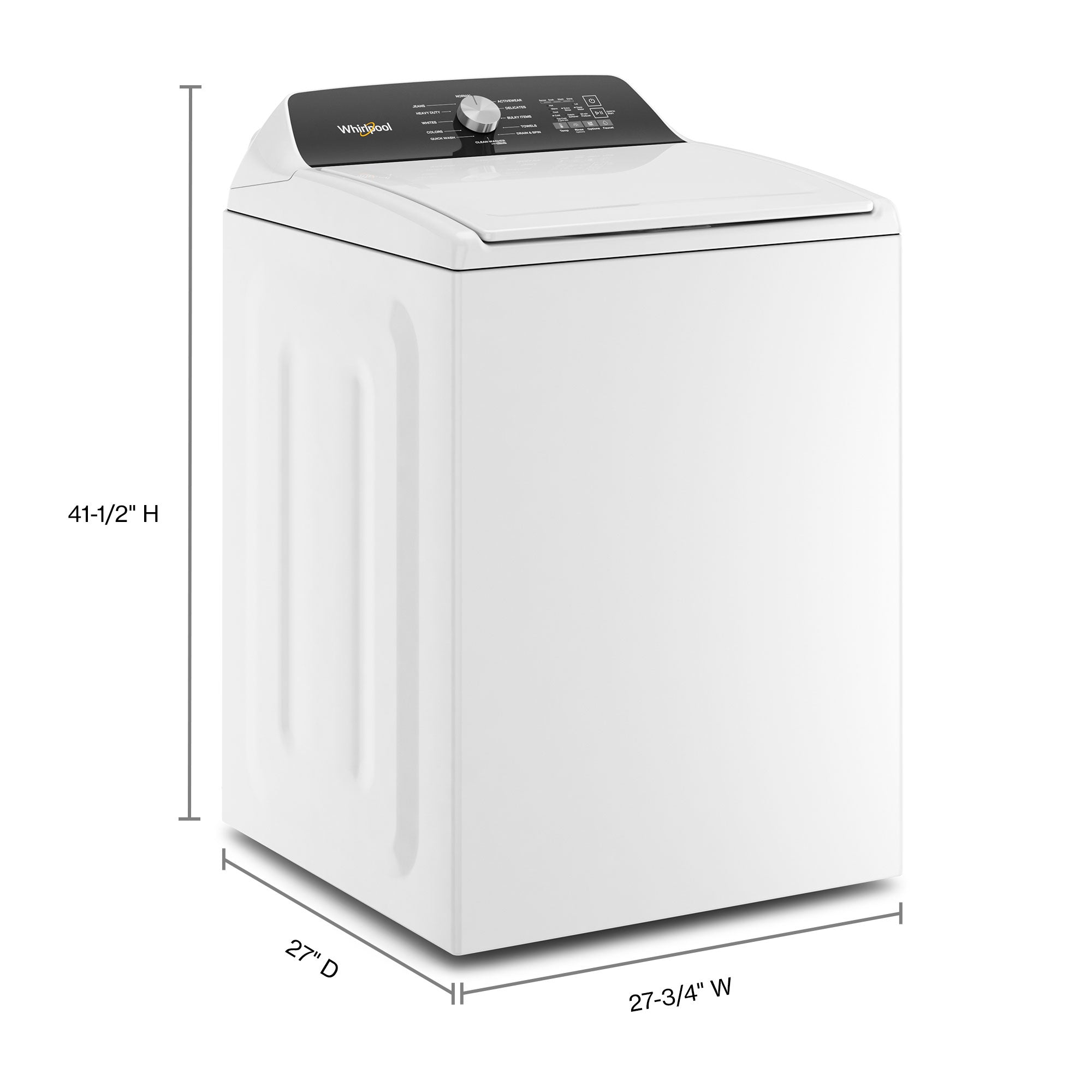 Whirlpool WTW5015LW 5.2 Cu.Ft. White Top Load Washing Machine with Built-In Faucet - Perfect for Laundry Rooms, Basements & Small Spaces