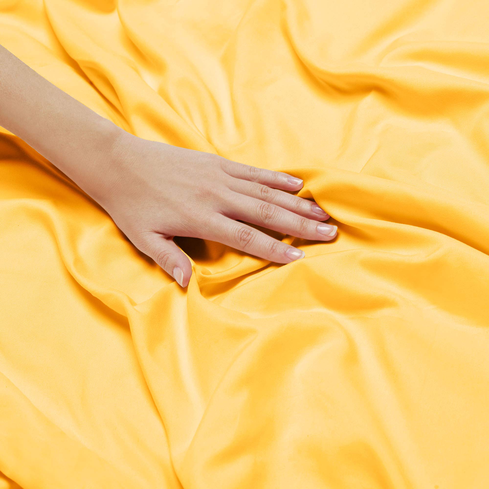 Premium 100% Cotton 800 Thread Count Yellow Duvet Cover Set - Twin Size 68x90 Inches with Button Closure (3-Piece Set: 1 Duvet Cover + 2 Pillowcases) | Soft & Breathable Bedding for Cozy Bedroom Decor, Guest Room Essentials & Dorm Room Comfort