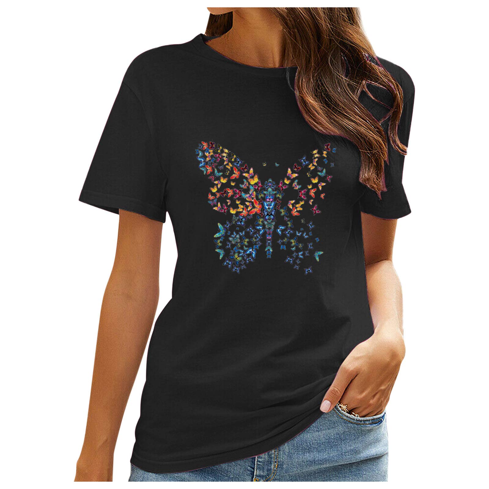 Butterfly Print Tops for Women & Girls | Plus Size Summer Blouses | Cute Casual Tunic Shirts for Outdoor, Beach & Party Wear