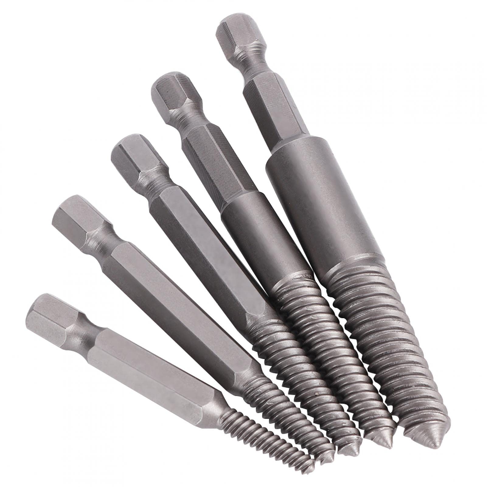EVTSCAN 5-Piece Broken Screw Extractor Set - Hex Shank Fine Teeth Damaged Bolt Remover Tool Kit for Easy Out | DIY Home Repair, Automotive Maintenance & Metalworking Projects