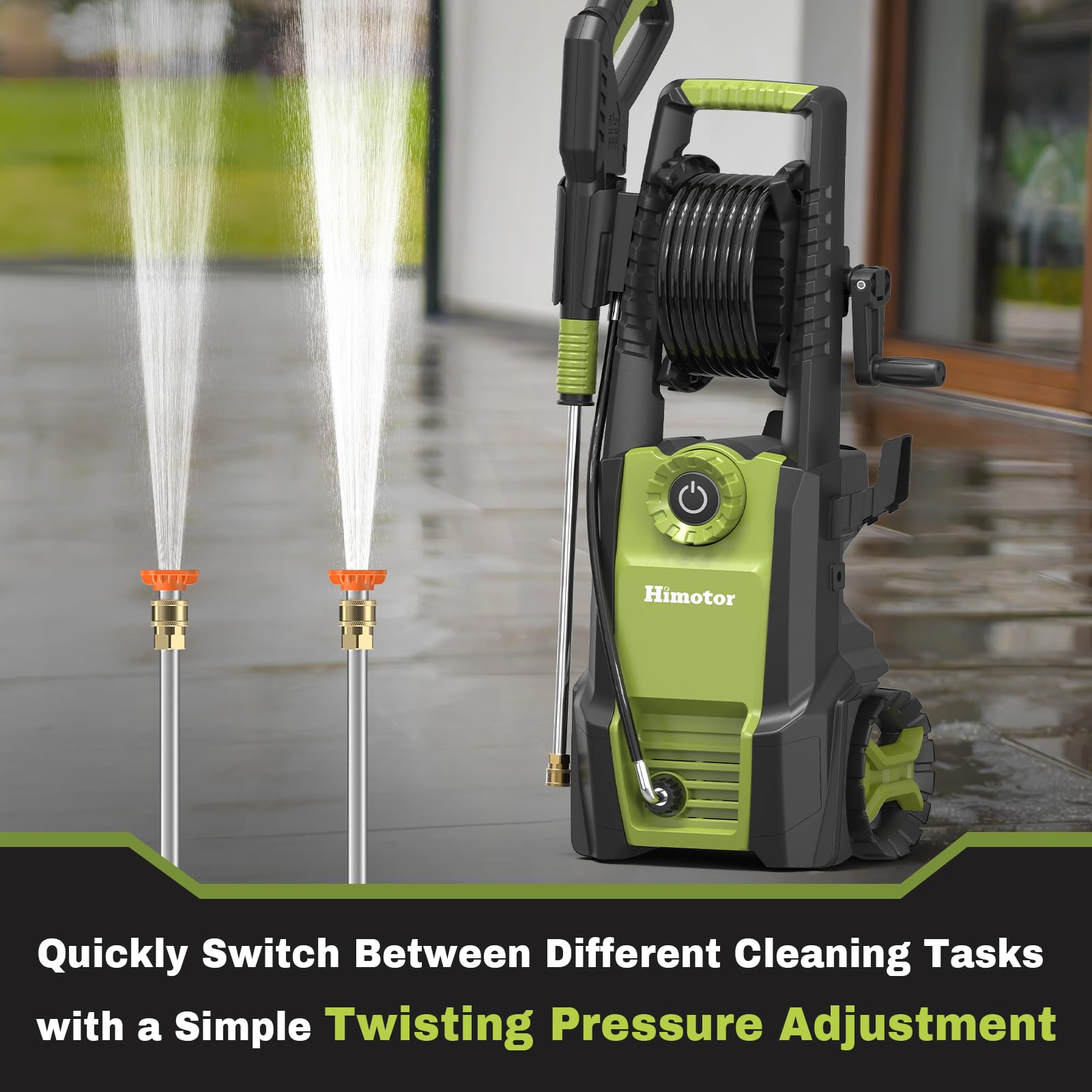 4500PSI Electric Pressure Washer with Adjustable PSI Switch - 3.0 GPM High Power Washer with 5 Nozzles & 500ml Foam Cannon - Portable Pressure Cleaner for Cars, Driveways, Fences, Patios - Perfect for Home, Garage and Outdoor Cleaning