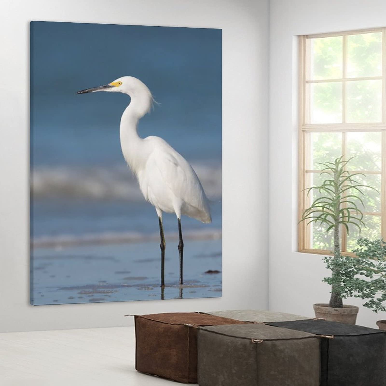 Wild Animals Great Egret White Bird Canvas Wall Art - 20x30 Inch Nature Landscape Painting for Living Room, Bedroom & Office Decor | Perfect Gift for Bird Lovers & Home Decoration