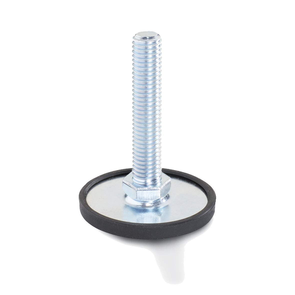 J.W. Winco 6T75T30/GV Series GN 440 Carbon Steel Leveling Feet with Plastic Base Cap - Zinc Plated & Blue Passivated, 1.57