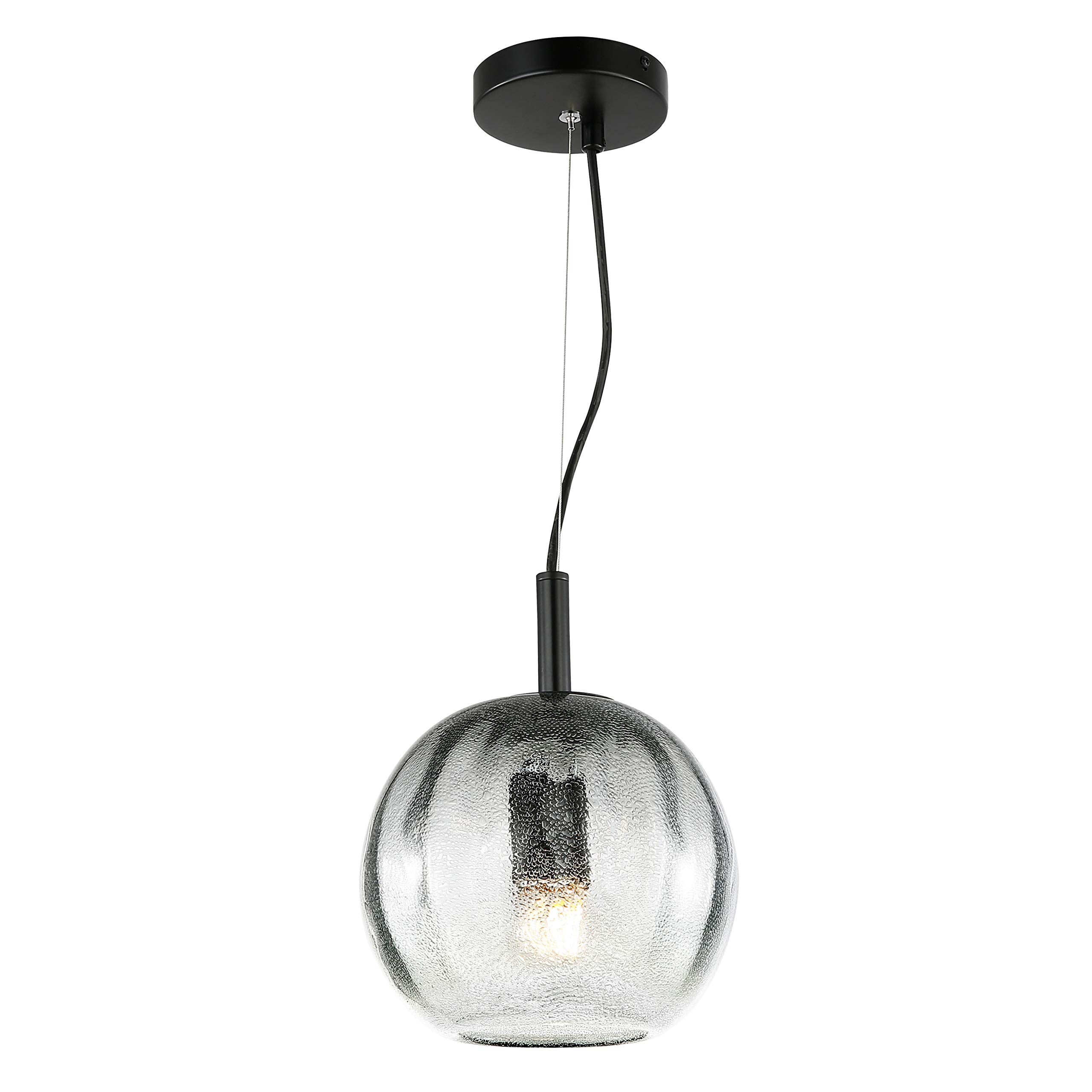 Light Society LS-C380-SMK Ravello Pendant Light Fixture - Smokey Glass Shade - Modern Ceiling Lighting for Dining Room, Kitchen Island & Bedroom Decor