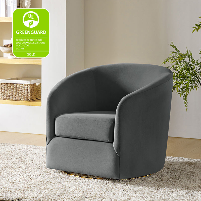 Emanuela Velvet Swivel Barrel Armchair - Modern Accent Chair for Living Room, Bedroom & Office - 360° Rotating Comfortable Lounge Chair with Soft Upholstery - Perfect for Reading, Relaxing & Home Decor